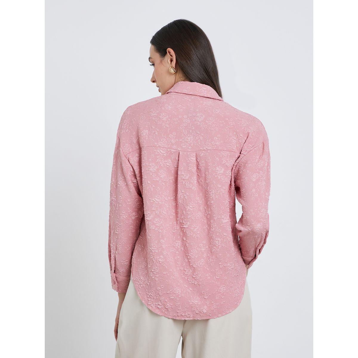 Styli Oversized Jacquard Pattern Buttoned Shirt-women-clothing-shirtsandblouses-shirts-image-5