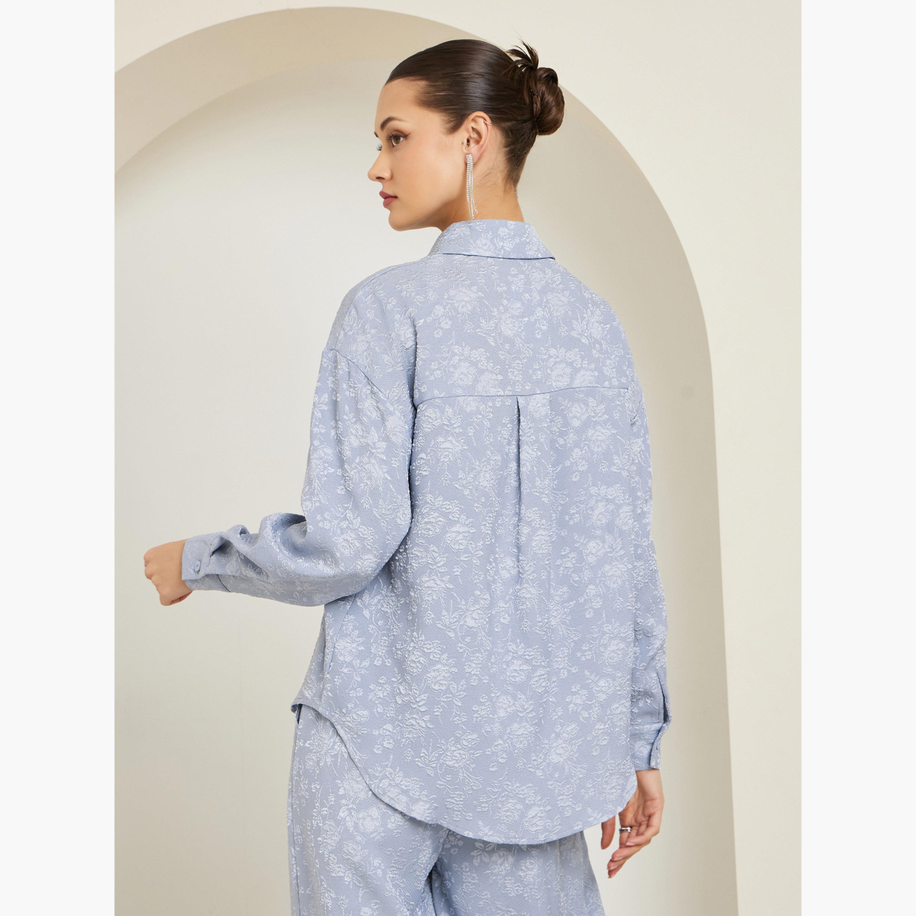 قميص جاكار بأزرار وقصة واسعة-women-clothing-shirtsandblouses-shirts-image-5
