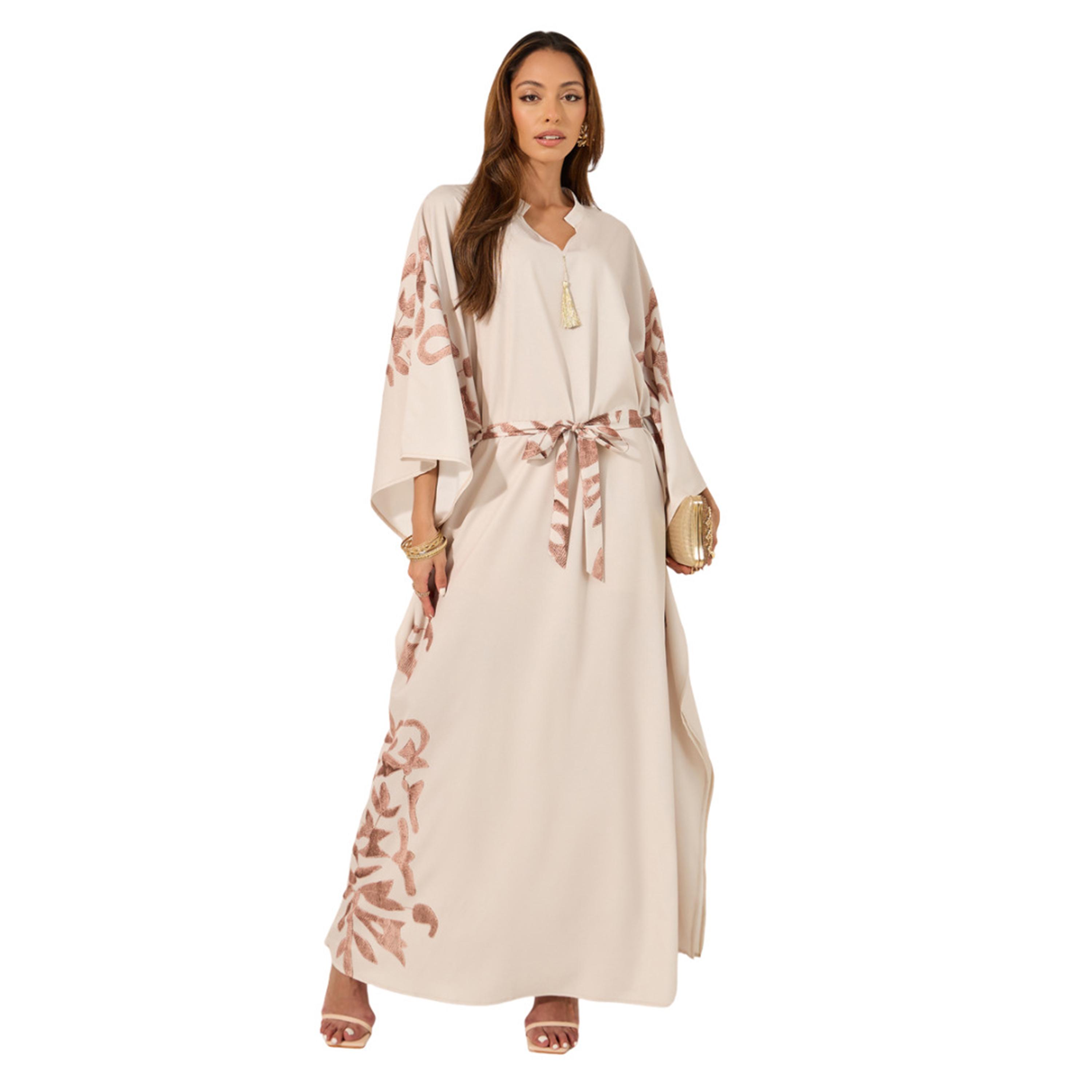 أميرة x ستايلي قفطان مطبع بأربطة وشراشيب-women-arabicclothing-kaftan-image-1