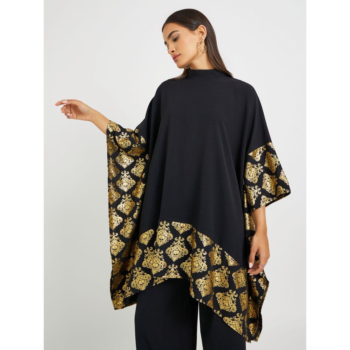 أميرة x ستايلي مجموعة من بنطال بأرجل واسعة وبلوزة بطبعة فويل-women-arabicclothing-sets-image-3