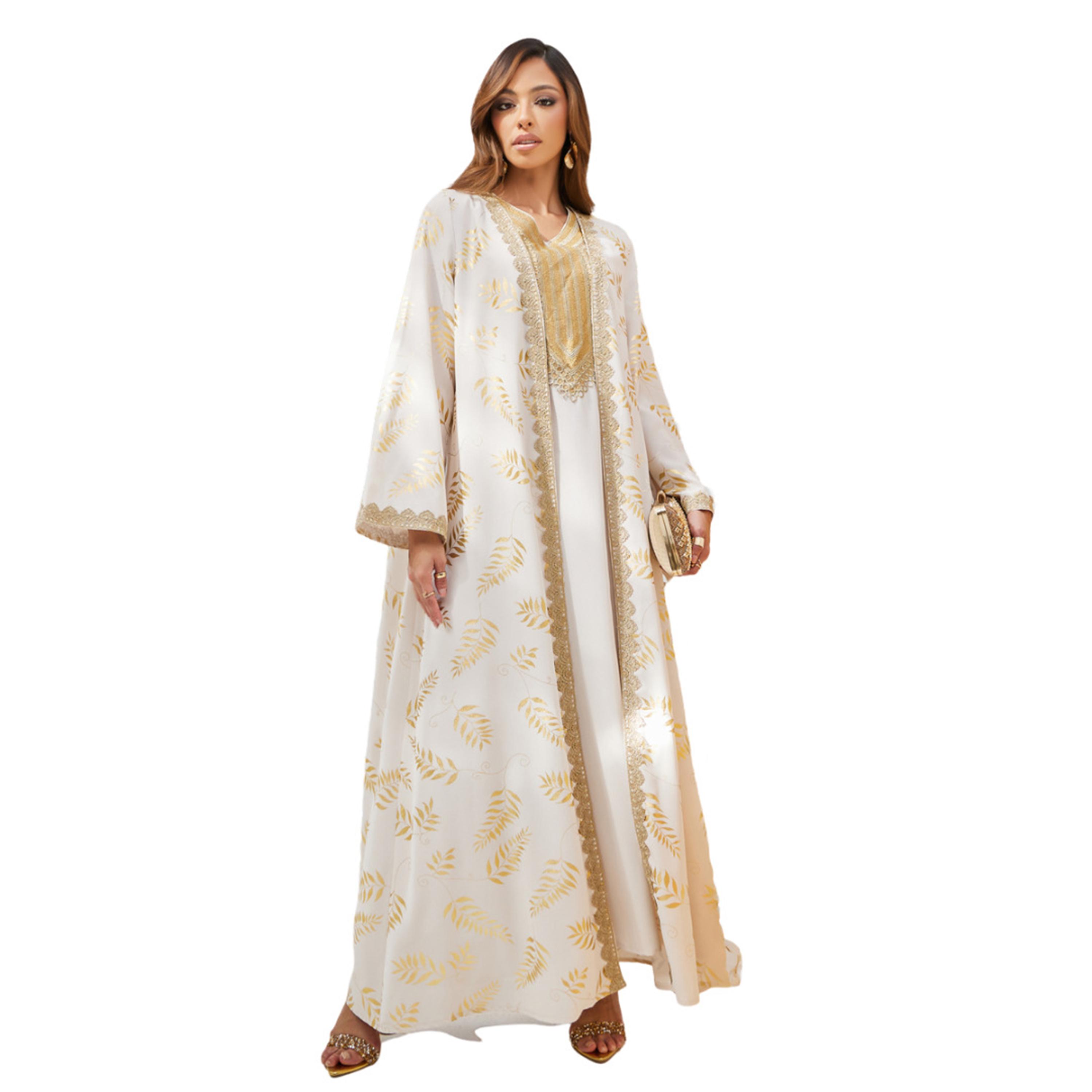 Amirah X Styli Foil Printed Lace Trim Abaya and Slip Dress Set-women-arabicclothing-sets-image-2