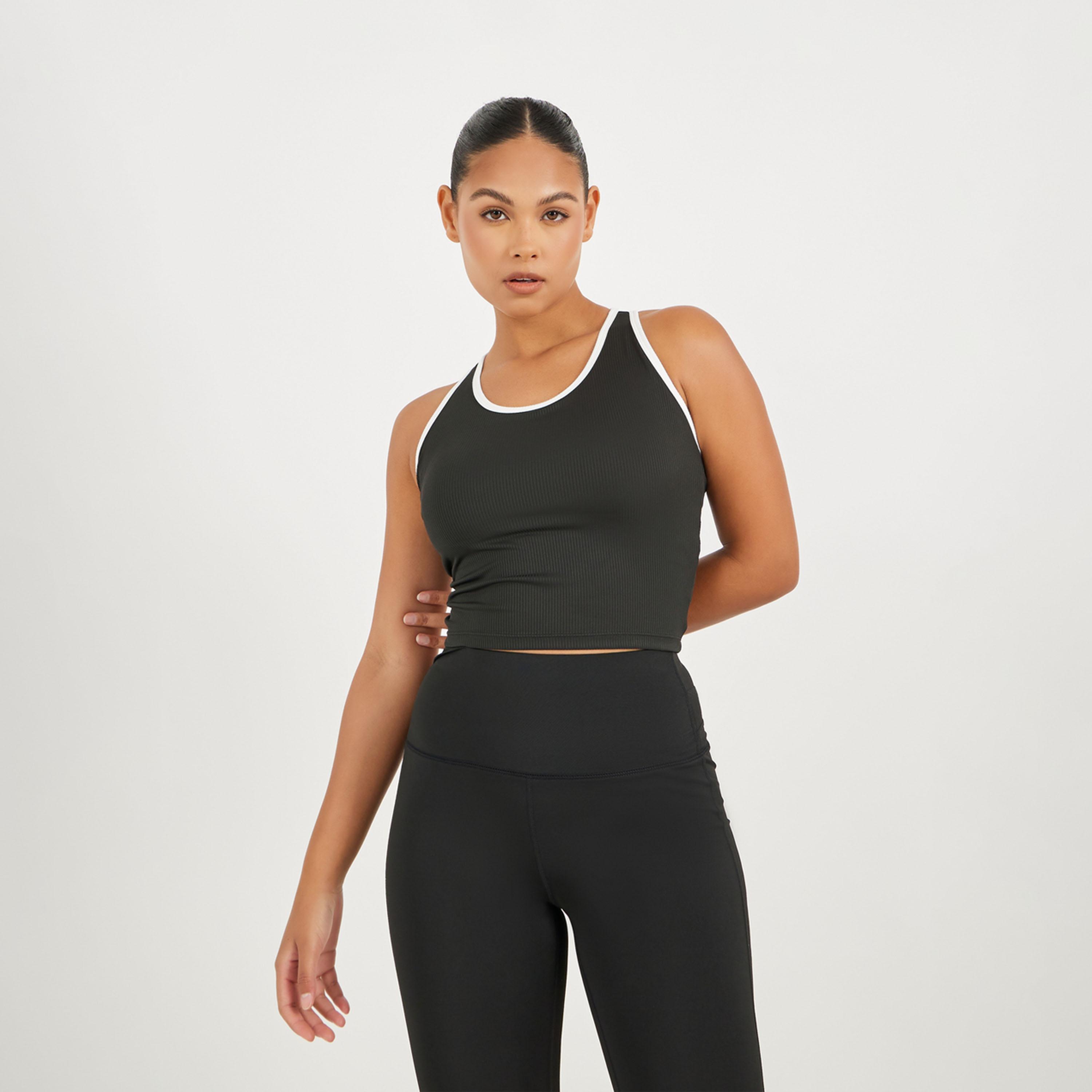 Styli Active Ribbed Racerback Longline Sports Bra with Contrast Piping-women-clothing-sportswearandactivewear-sportsbras-image-3
