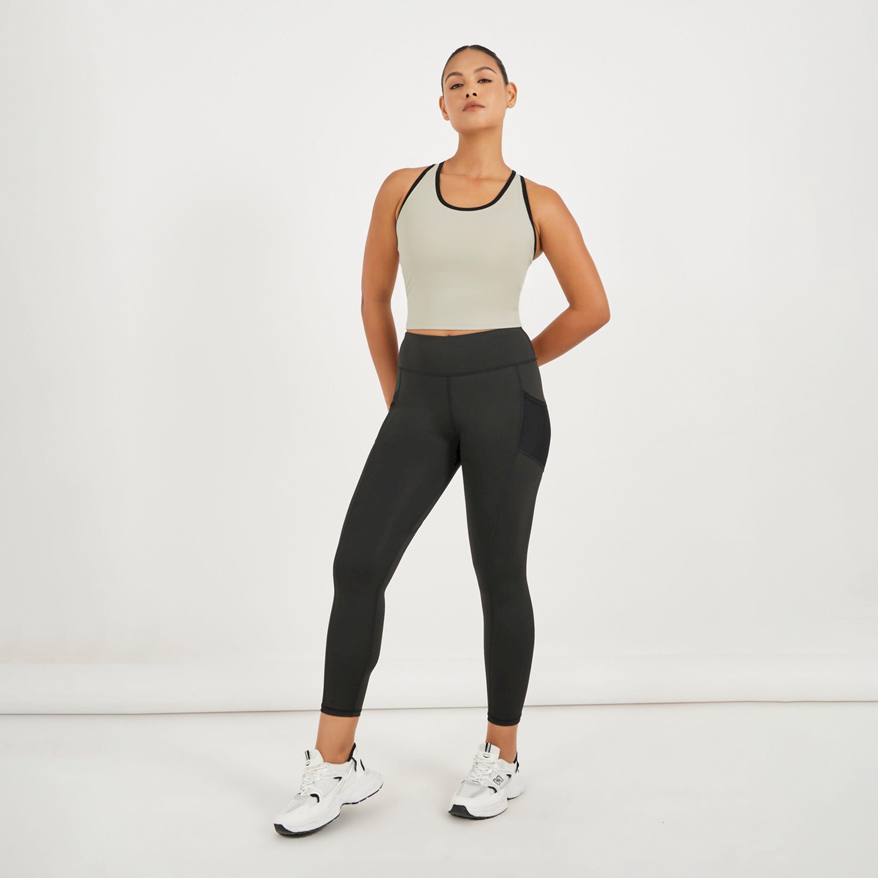 Styli Active Ribbed Racerback Longline Sports Bra with Contrast Piping-women-clothing-sportswearandactivewear-sportsbras-image-2