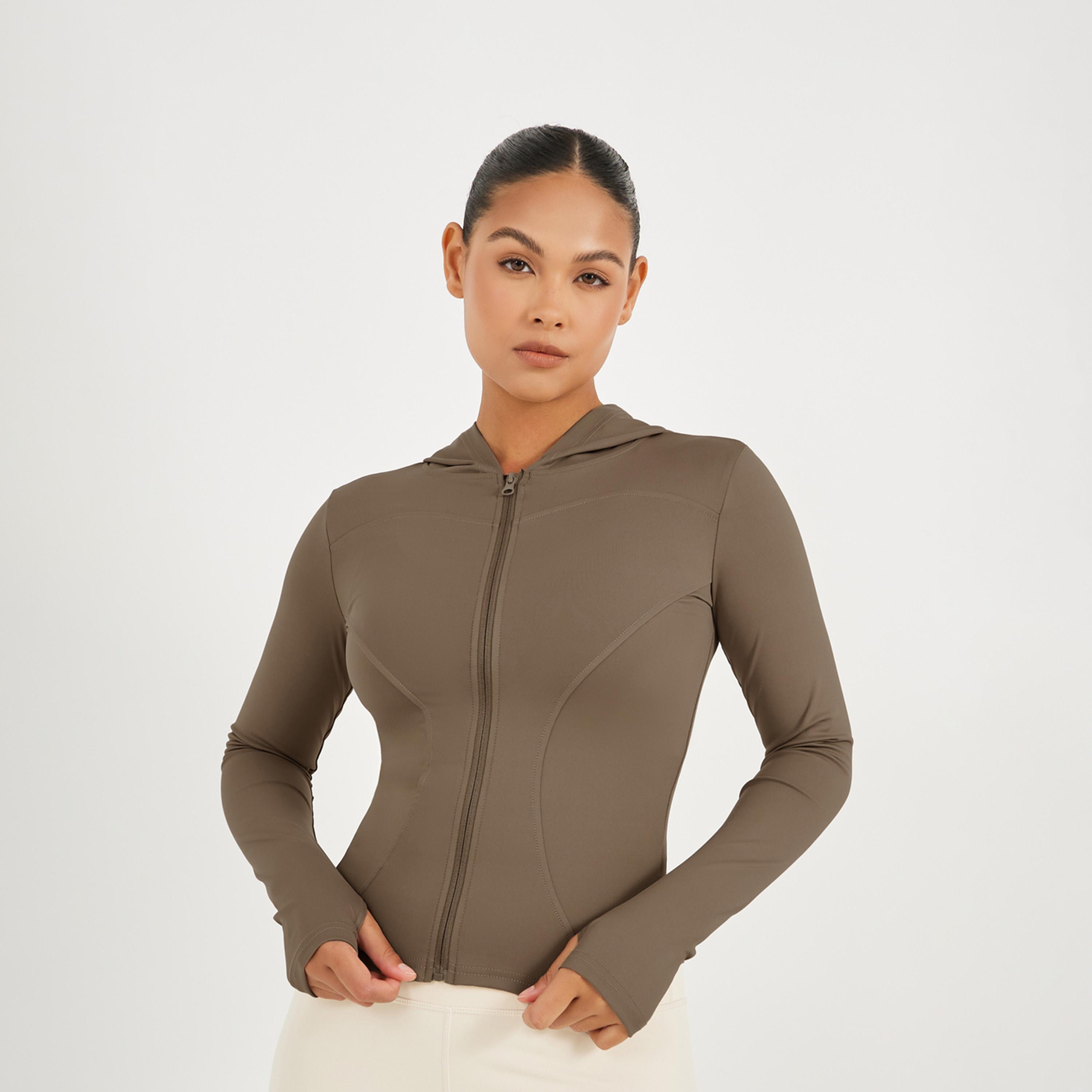 Styli Active Contour Seam Thumbhole Detail Zip Up Jacket-women-winterwear-coatsandjackets-jackets-image-1
