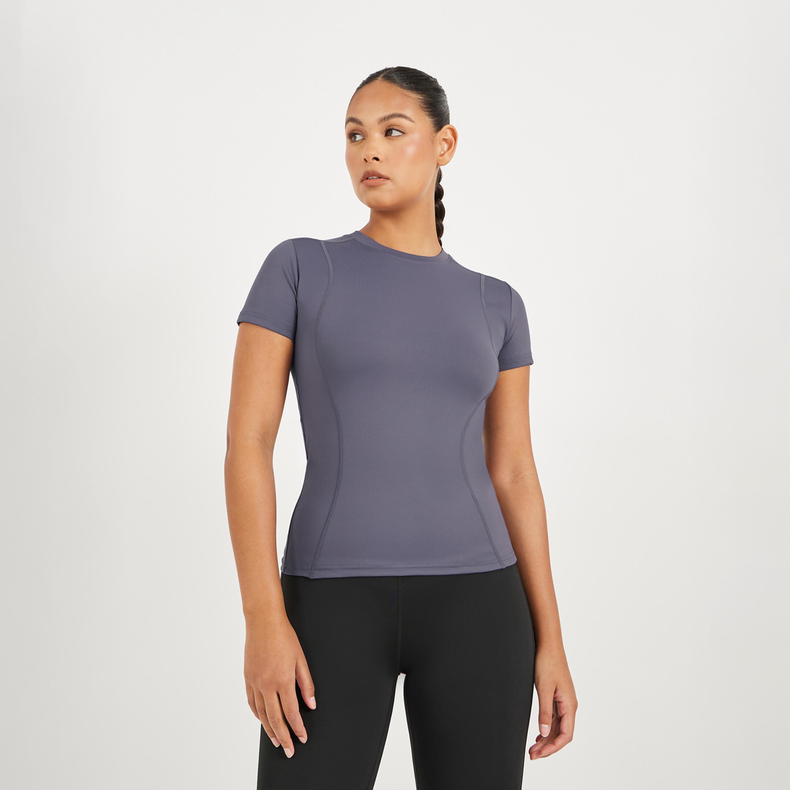 Styli Active Stitch Detail Fitted Short Sleeve Top-women-clothing-tshirts-image-1
