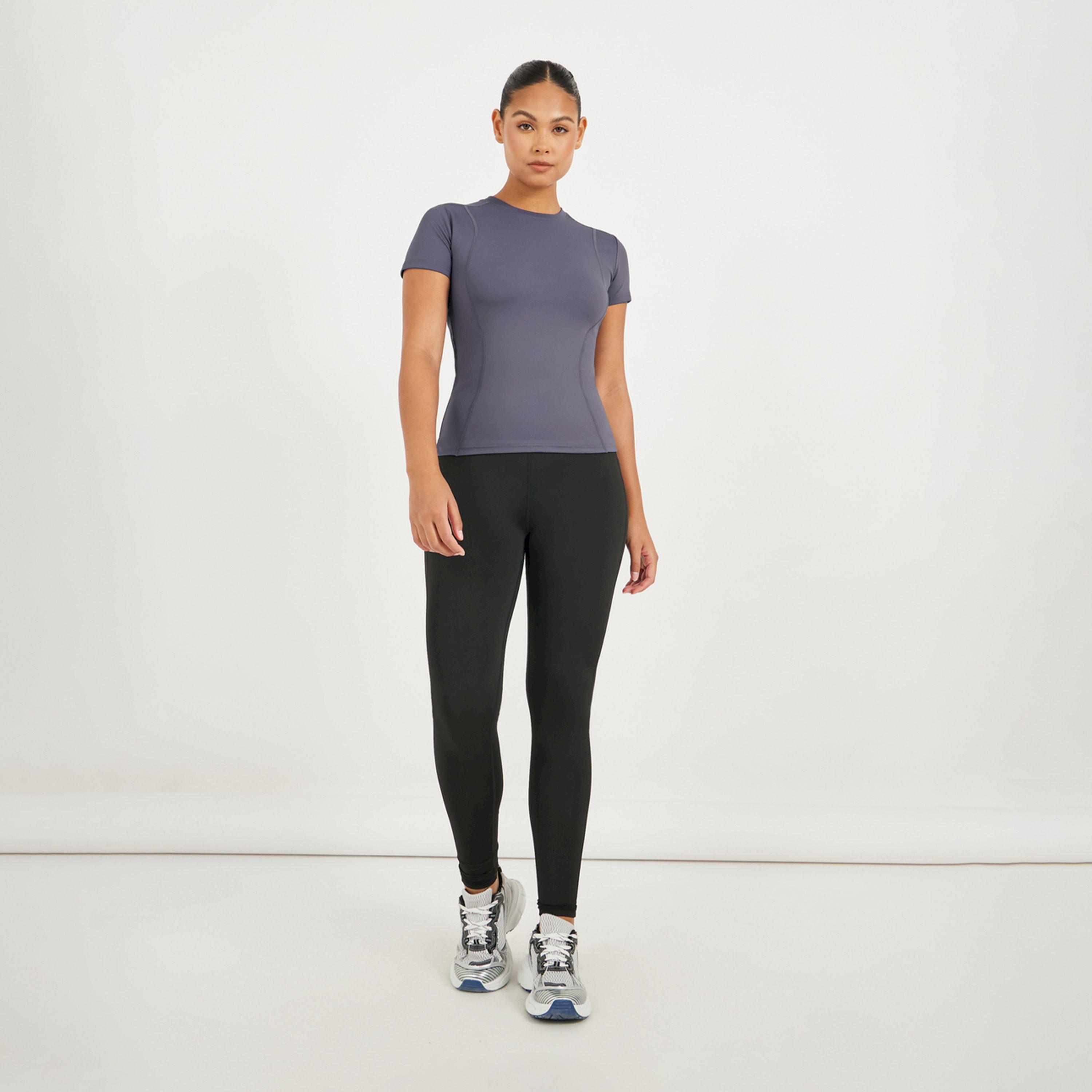 Styli Active Stitch Detail Fitted Short Sleeve Top-women-clothing-tshirts-image-2