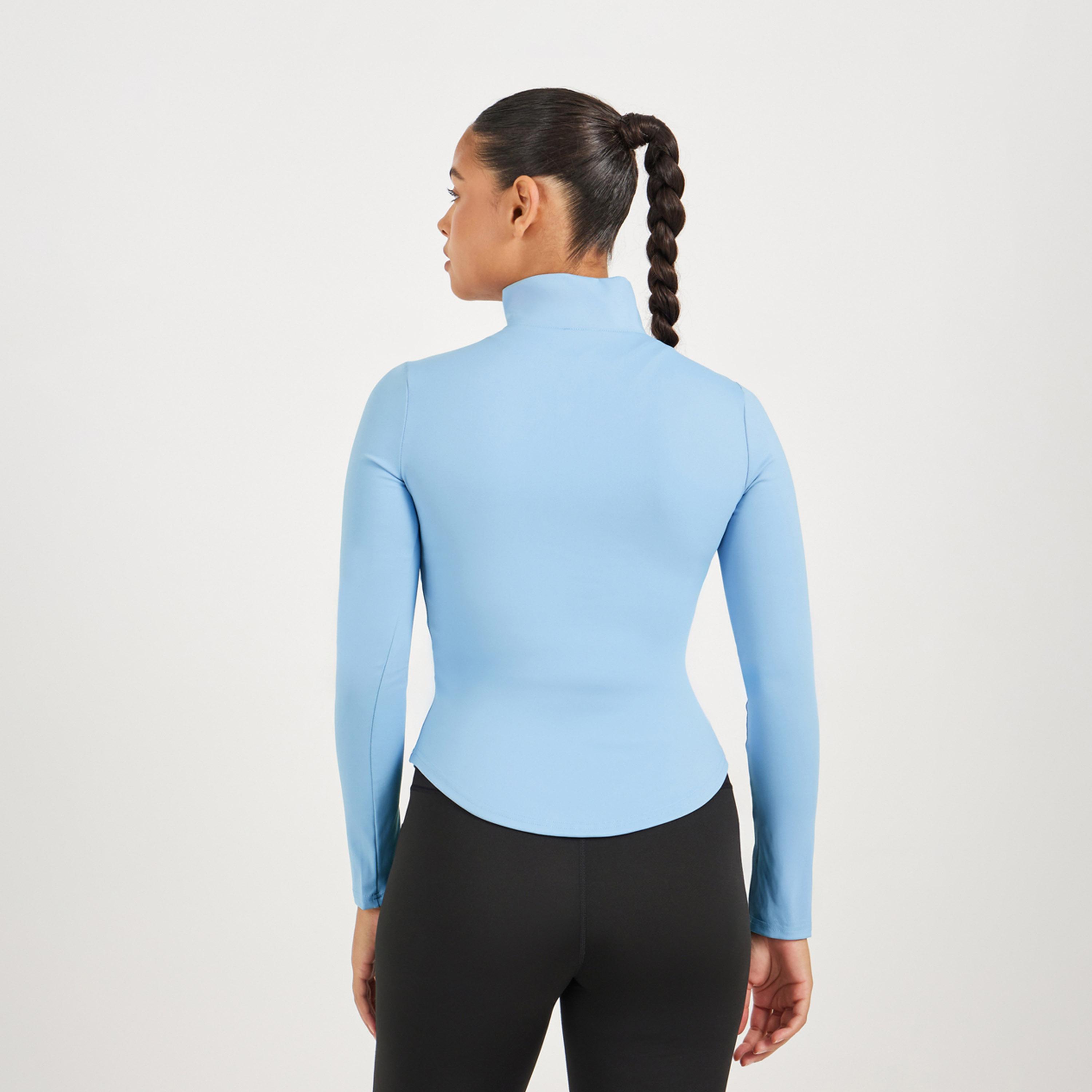 Styli Active Curved Hem Half Zip Long Sleeve Top-women-clothing-tshirts-image-4