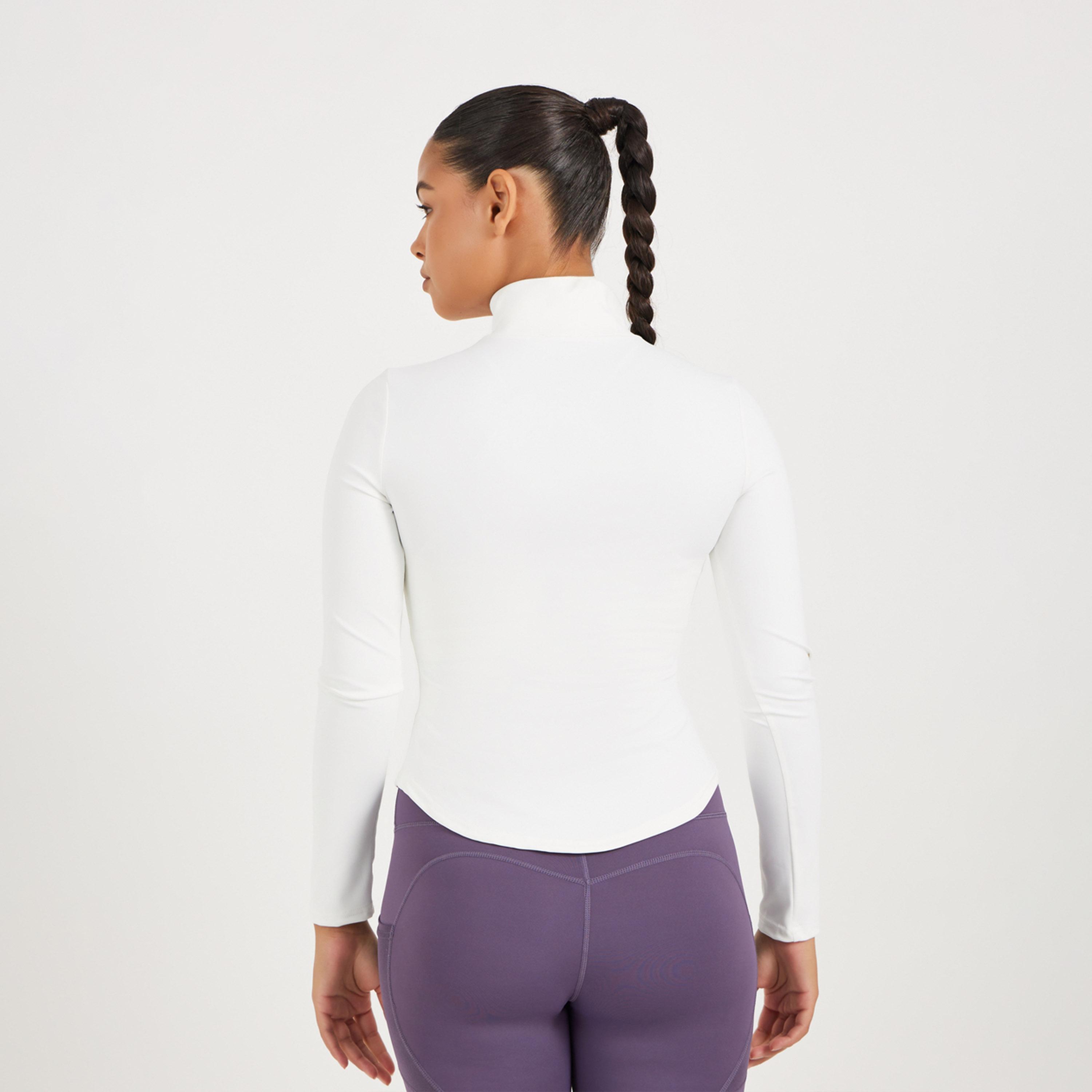Styli Active Curved Hem Half Zip Long Sleeve Top-women-clothing-tshirts-image-4