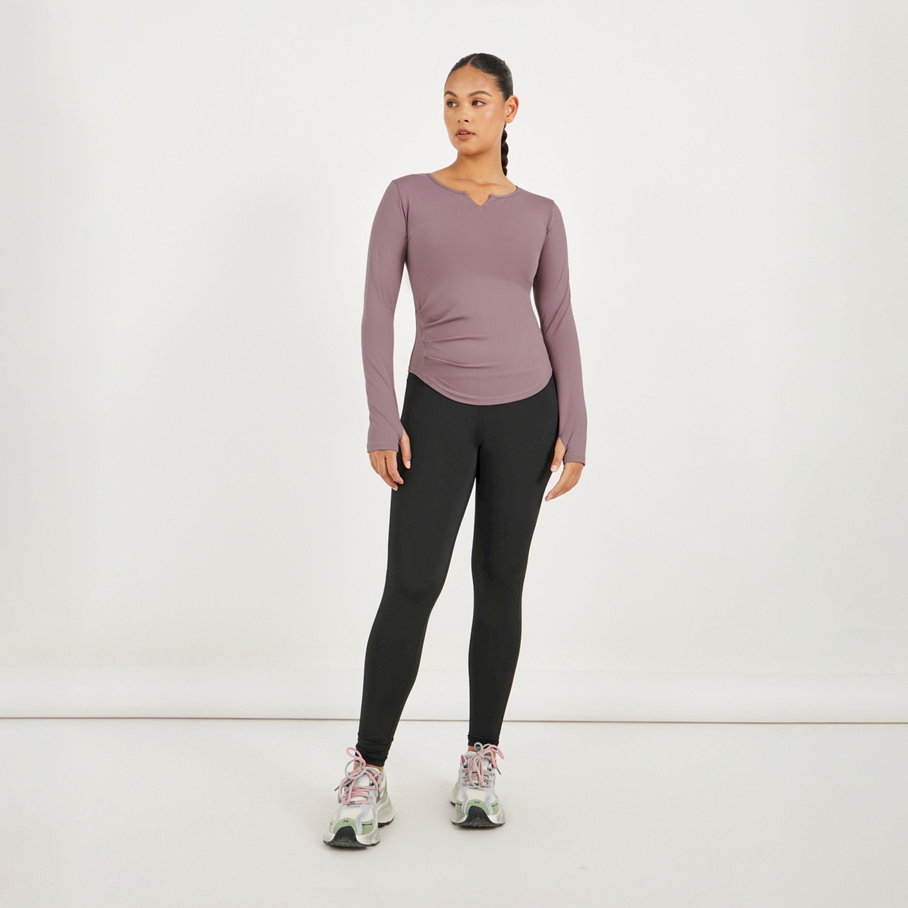 Styli Active Side Ruched Detail Long Sleeve Top-women-clothing-sportswearandactivewear-tshirtsandvests-image-2