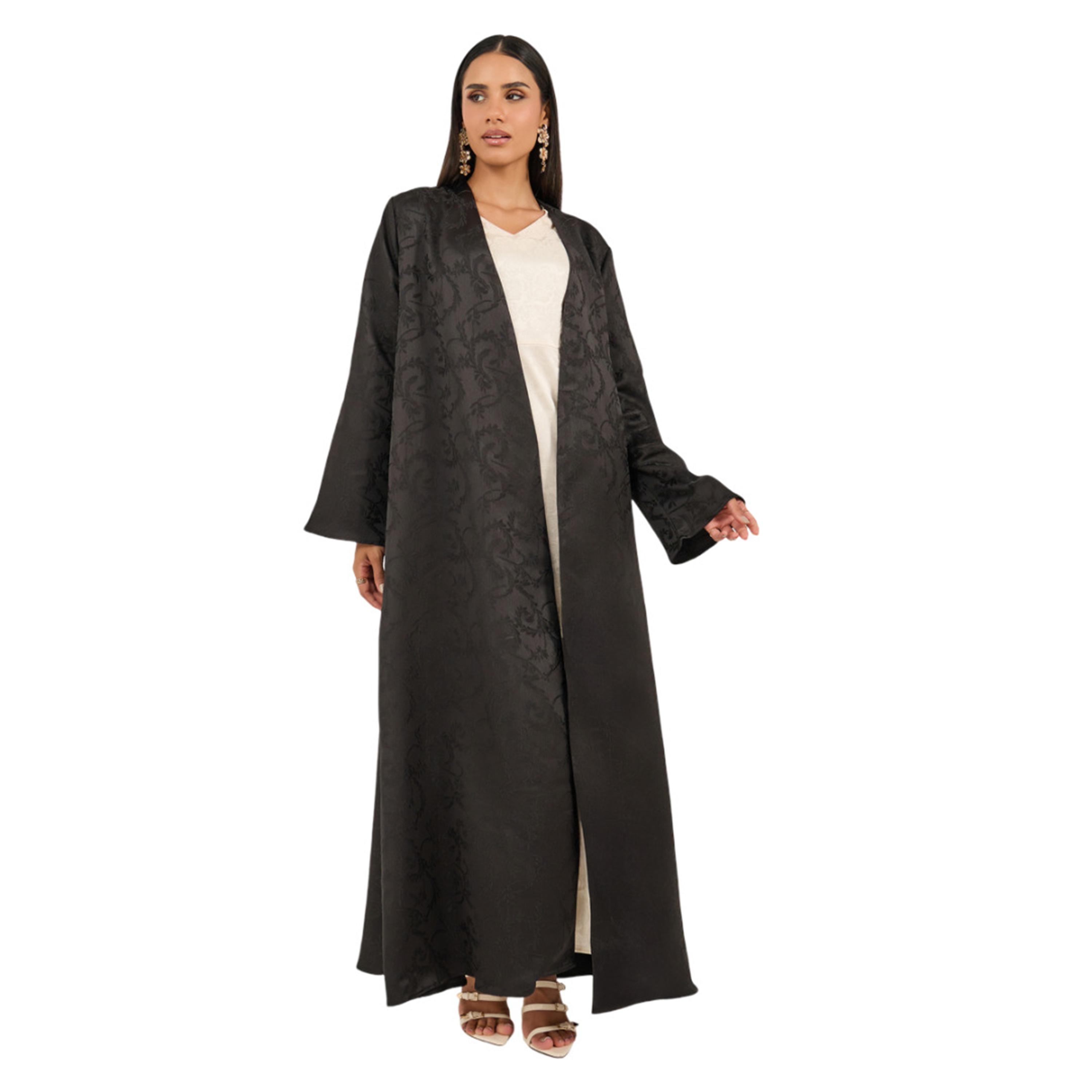 أميرة x ستايلي عباية جاكار بأزرار غلق-women-arabicclothing-abayas-image-1