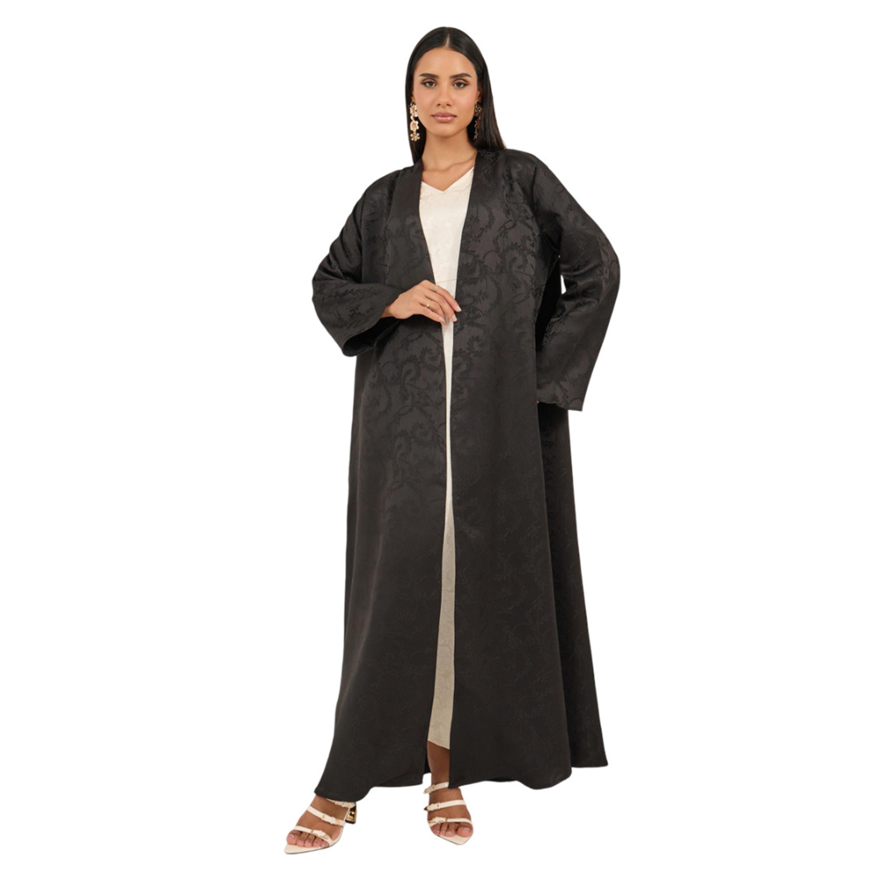 Amirah X Styli Jacquard Abaya with Snap-Button Closure-women-arabicclothing-abayas-image-2