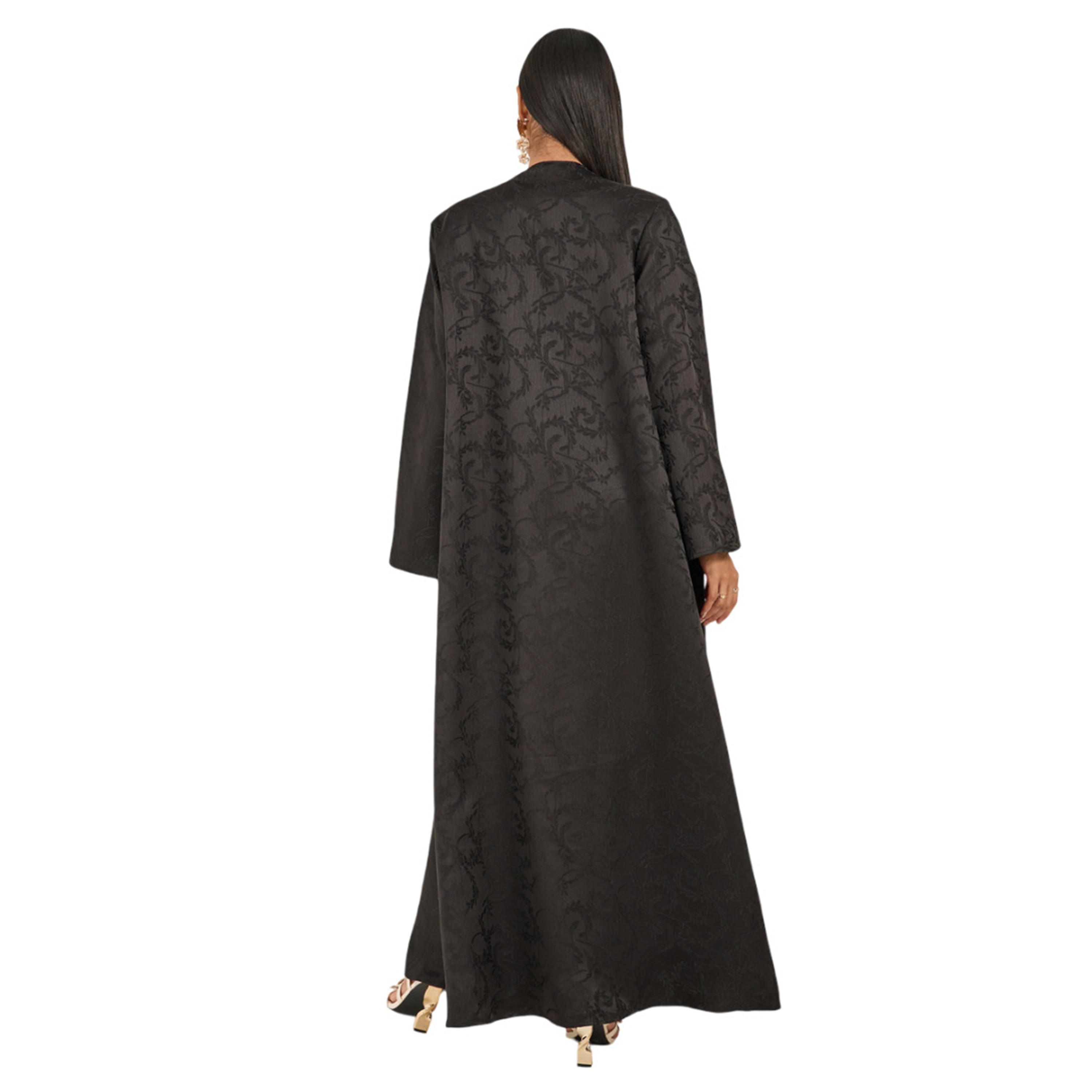 Amirah X Styli Jacquard Abaya with Snap-Button Closure-women-arabicclothing-abayas-image-5