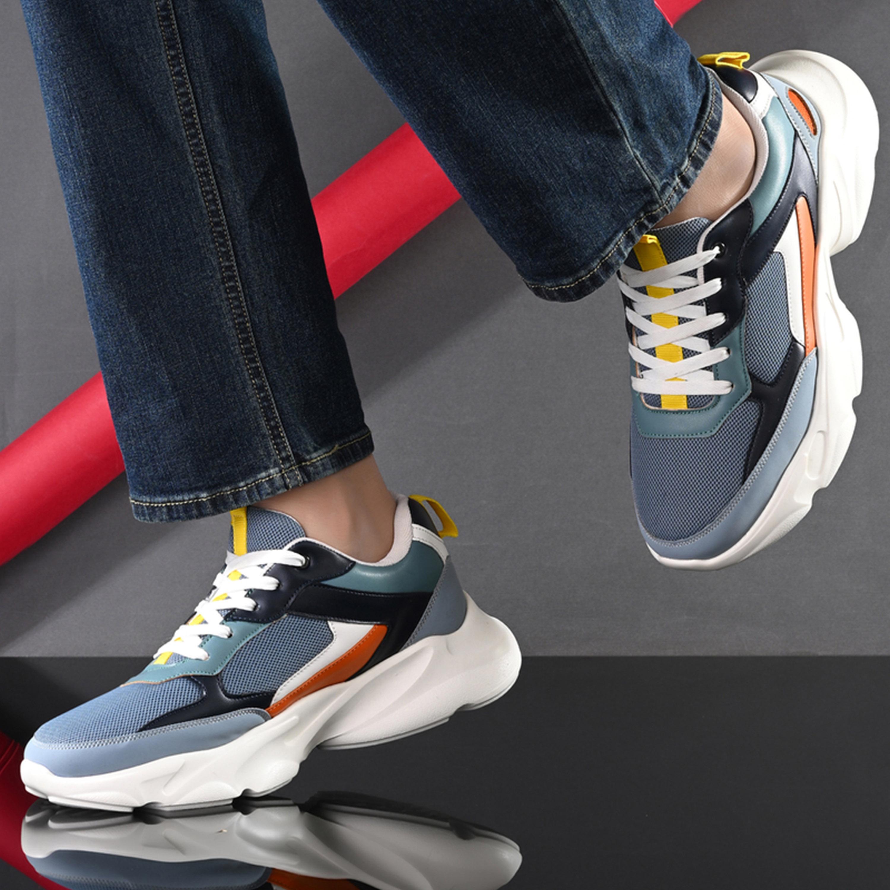 Styli Color Block Chunky Sole Lace Up Sneakers-men-shoes-sneakers-image-2