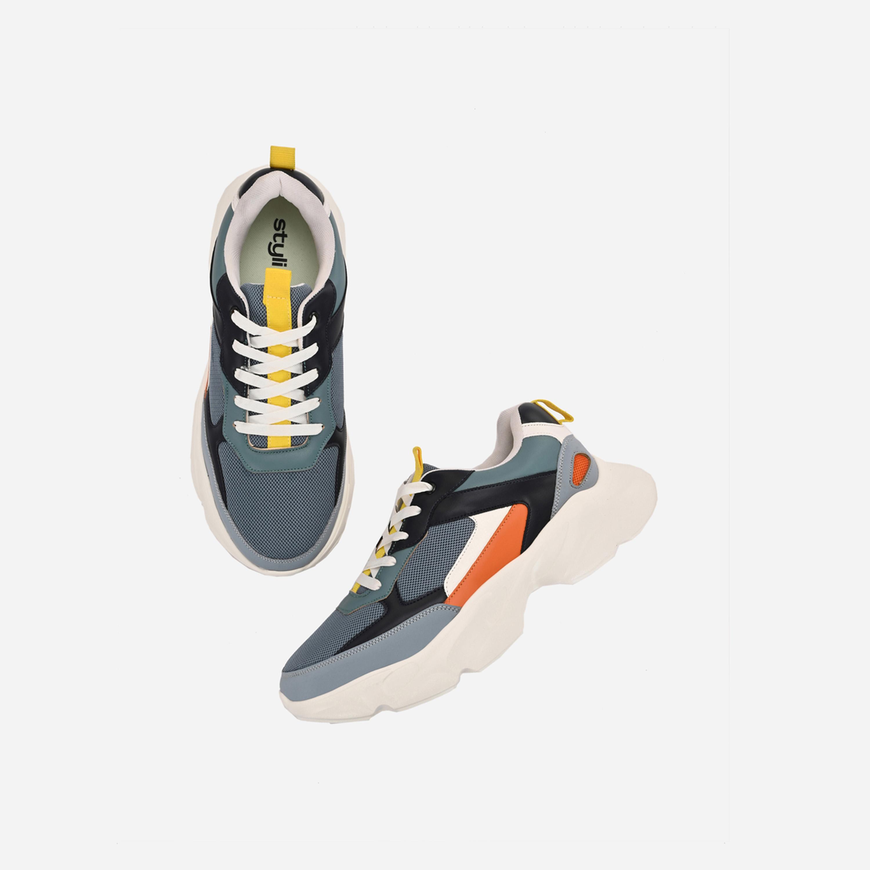 Styli Color Block Chunky Sole Lace Up Sneakers-men-shoes-sneakers-image-3