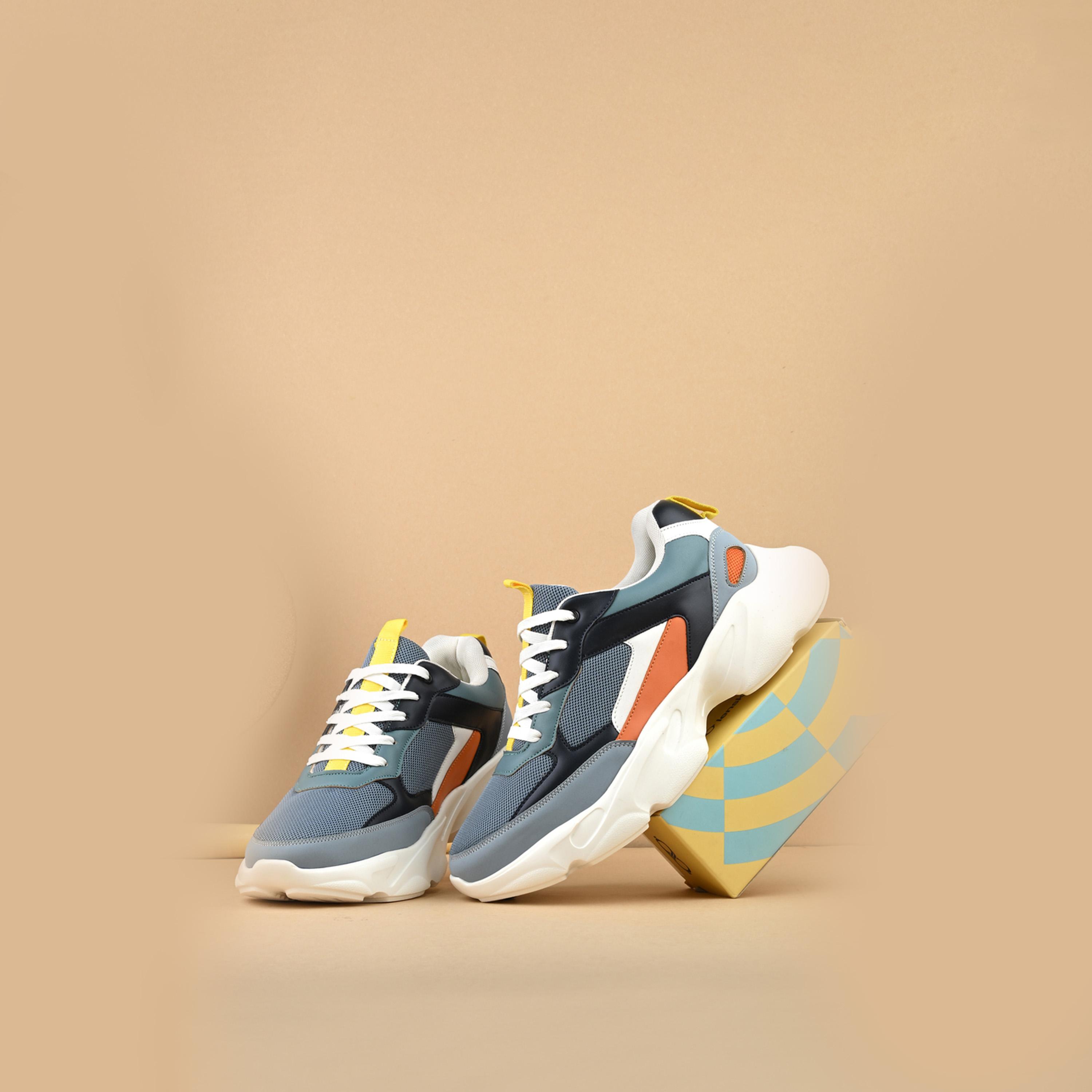 Styli Color Block Chunky Sole Lace Up Sneakers-men-shoes-sneakers-image-4