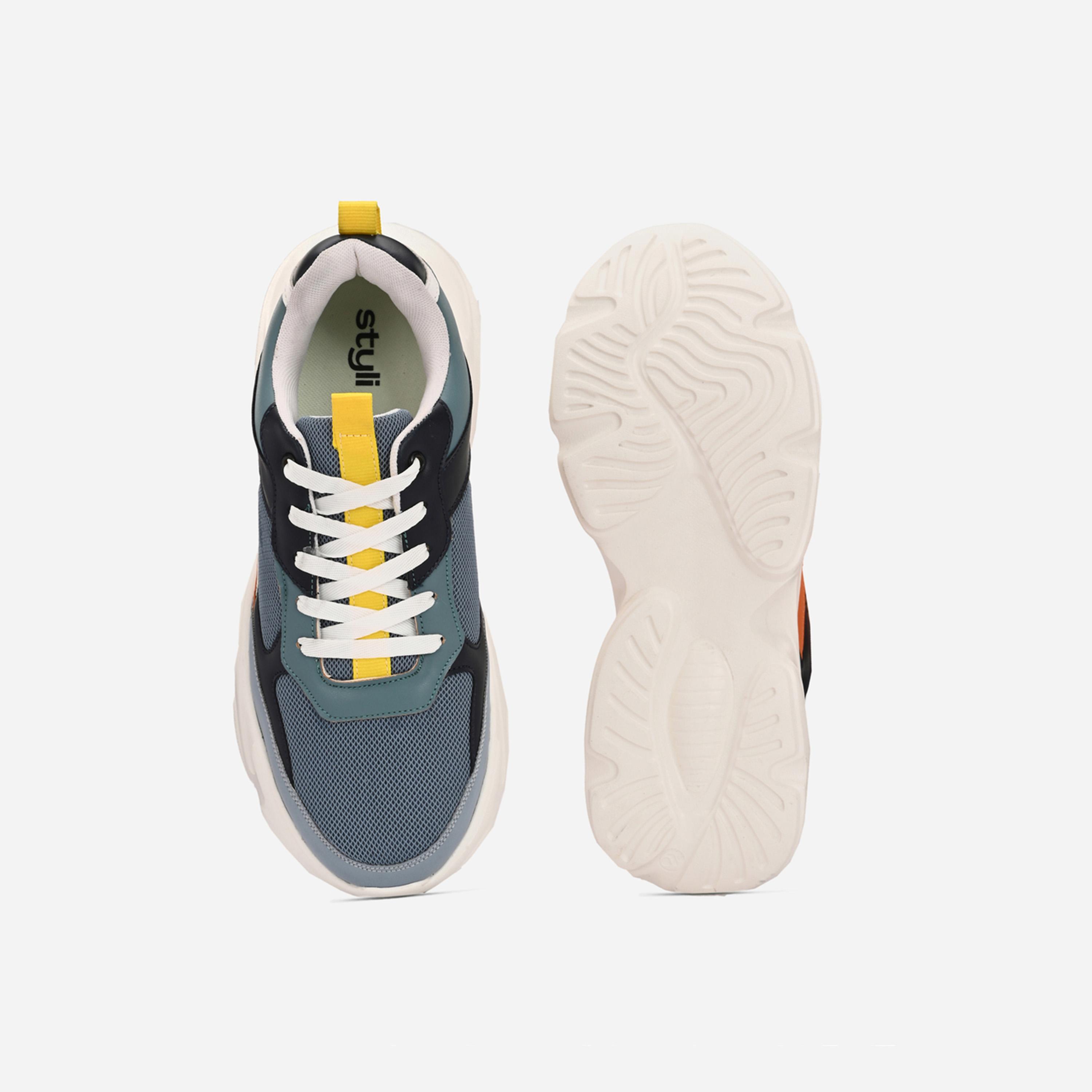 Styli Color Block Chunky Sole Lace Up Sneakers-men-shoes-sneakers-image-5