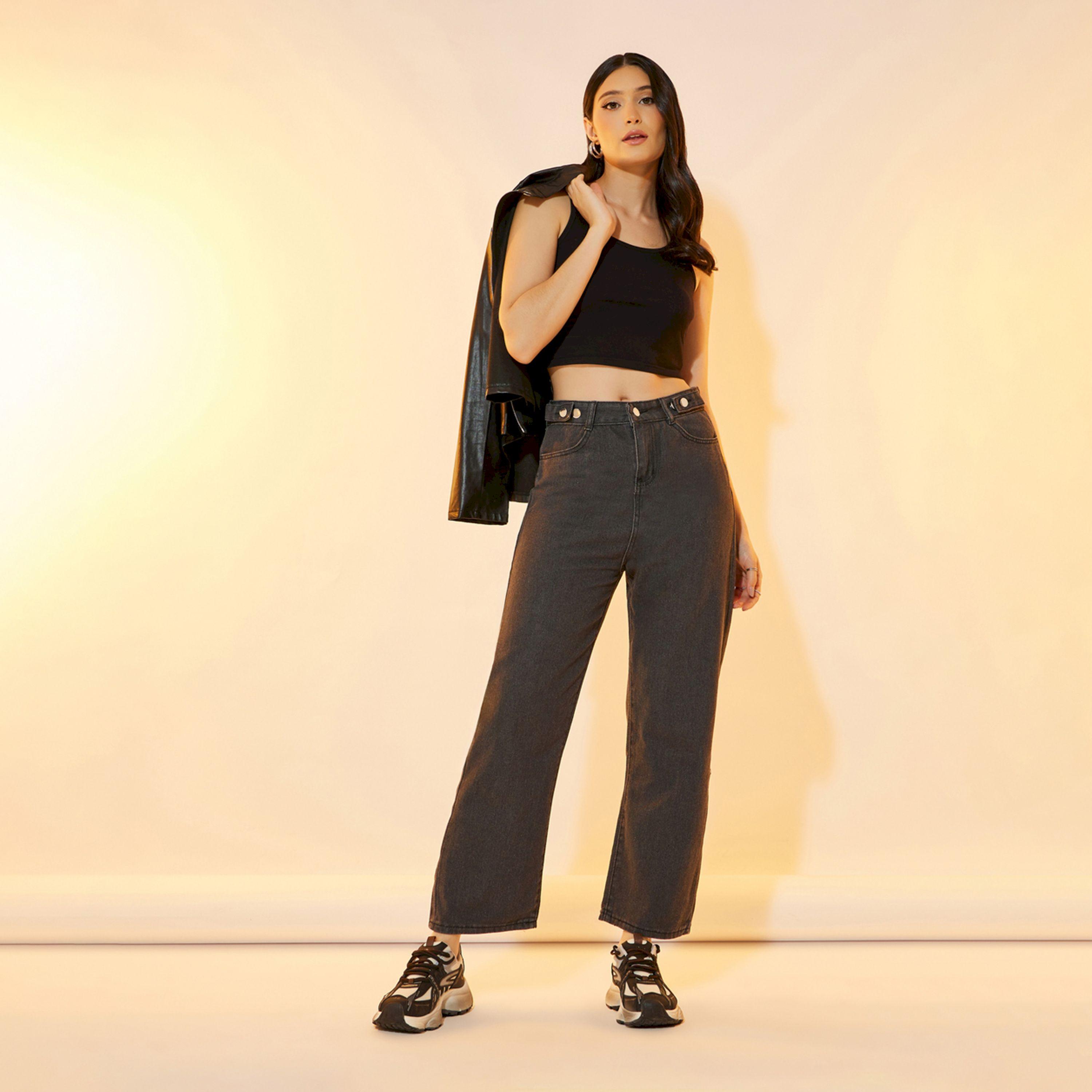 جينز سادة بقصة مستقيمة وخصر متوسط-women-clothing-bottoms-jeans-image-4