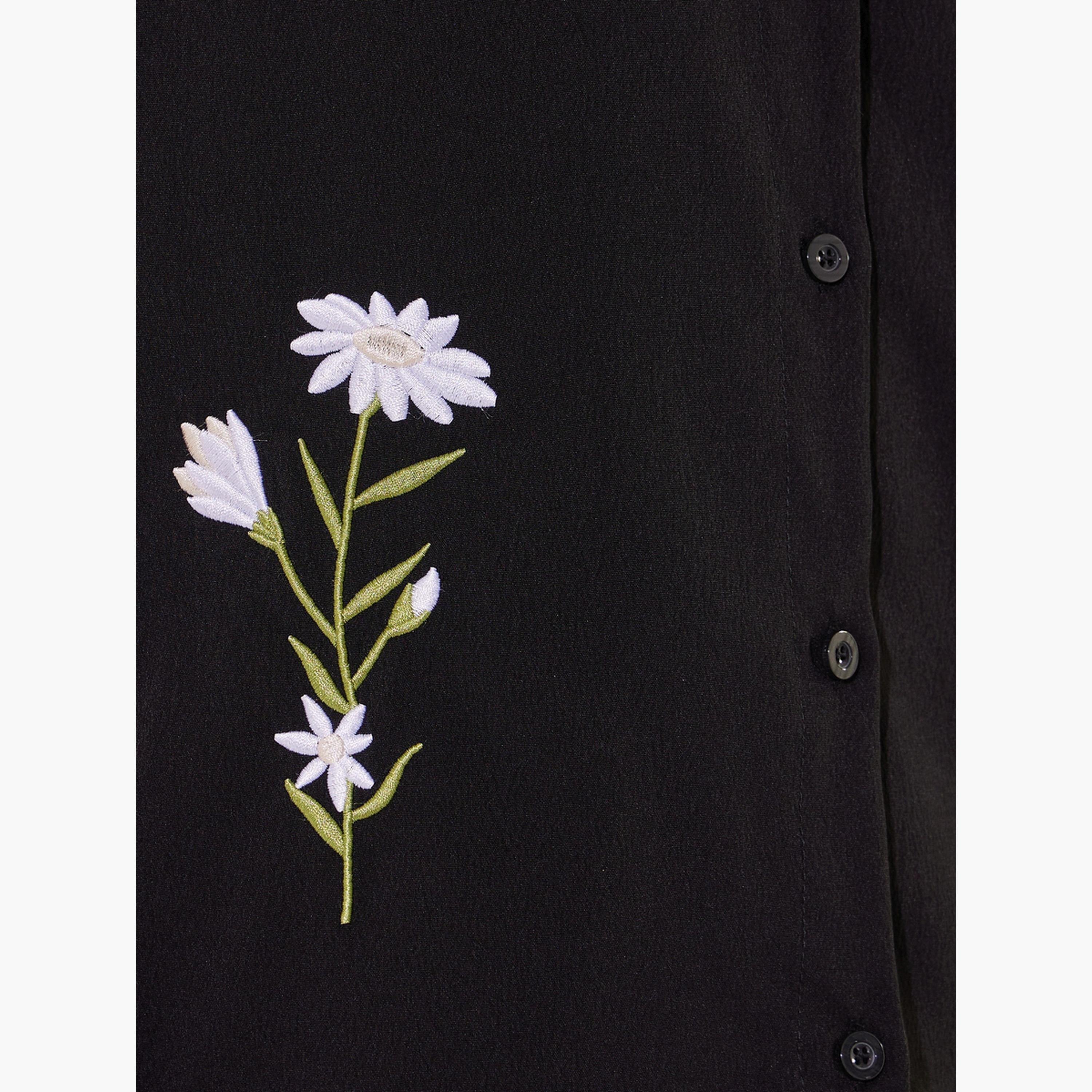 Take Two Embroidered Detail Short Sleeve Shirt and Pants Co-Ords-women-clothing-coordsets-image-5