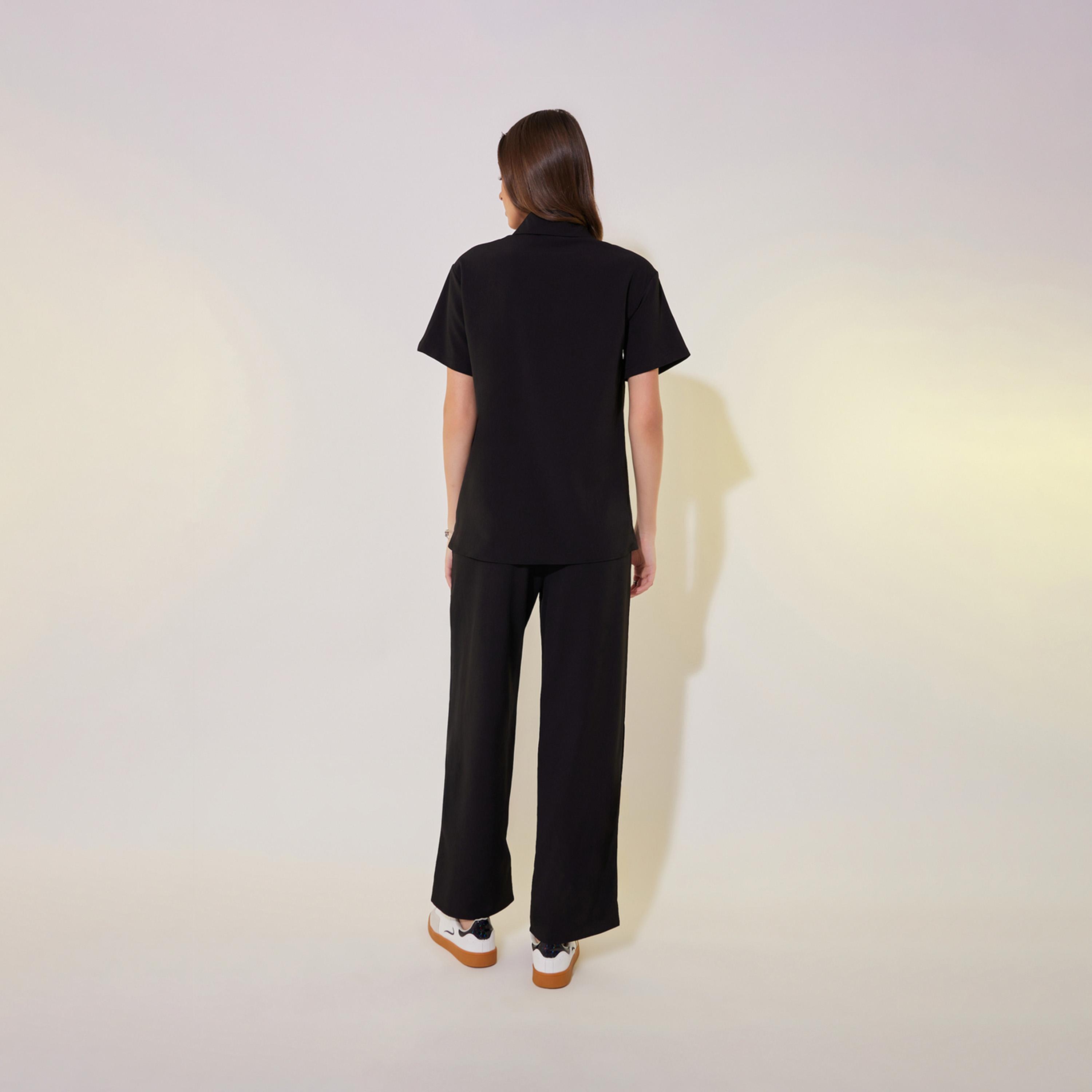 Take Two Embroidered Detail Short Sleeve Shirt and Pants Co-Ords-women-clothing-coordsets-image-6
