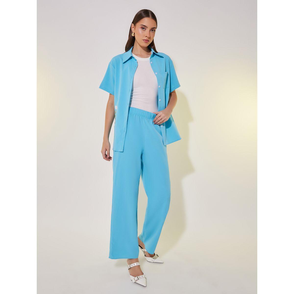 Take Two Embroidered Detail Short Sleeve Shirt and Pants Co-Ords-women-clothing-coordsets-image-1