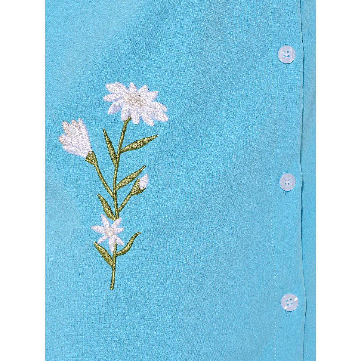 Take Two Embroidered Detail Short Sleeve Shirt and Pants Co-Ords-women-clothing-coordsets-image-5