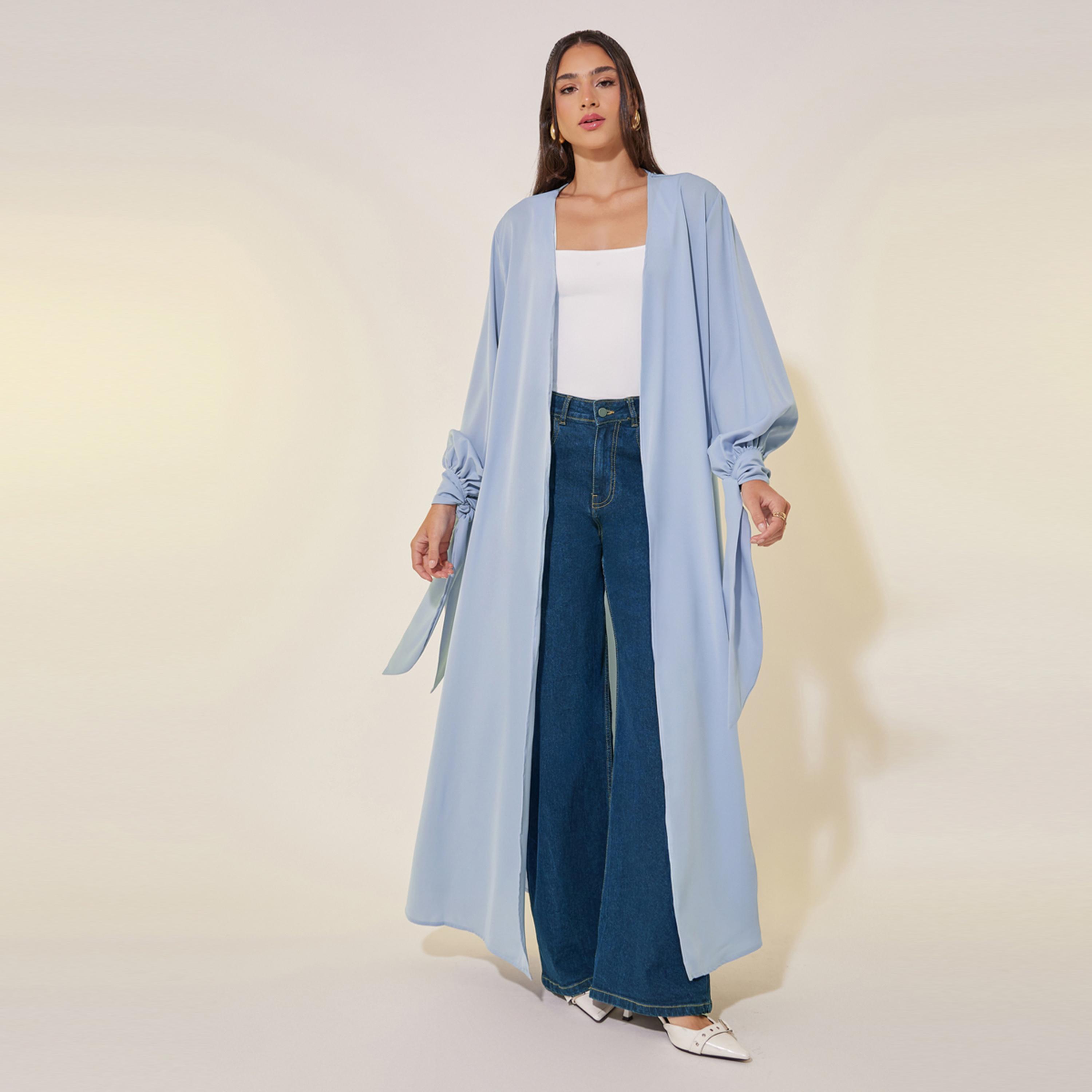 Take Two Solid Tie-Up Cuff Sleeve Maxi Kimono-women-clothing-shirtsandblouses-shirts-image-1