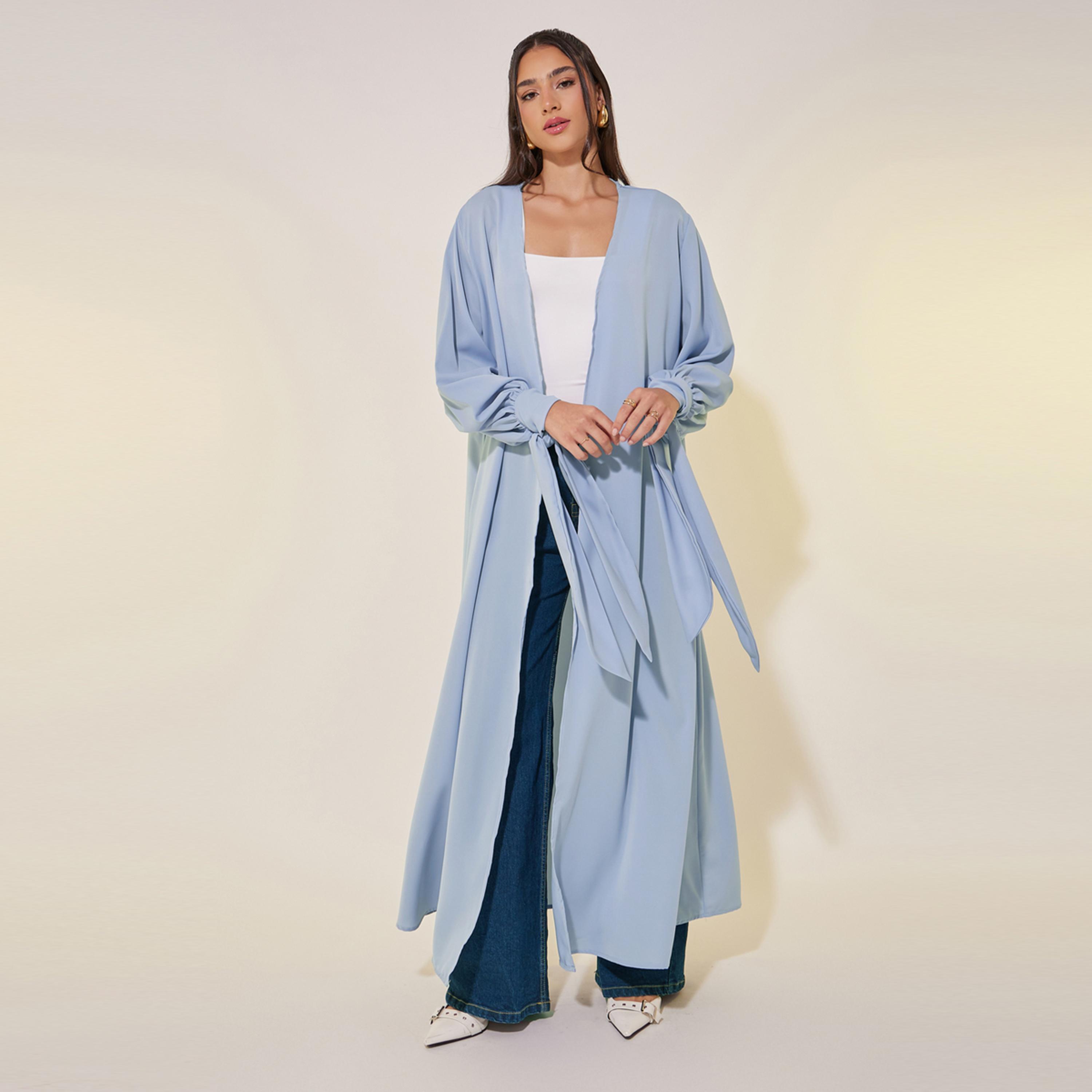 Take Two Solid Tie-Up Cuff Sleeve Maxi Kimono-women-clothing-shirtsandblouses-shirts-image-2