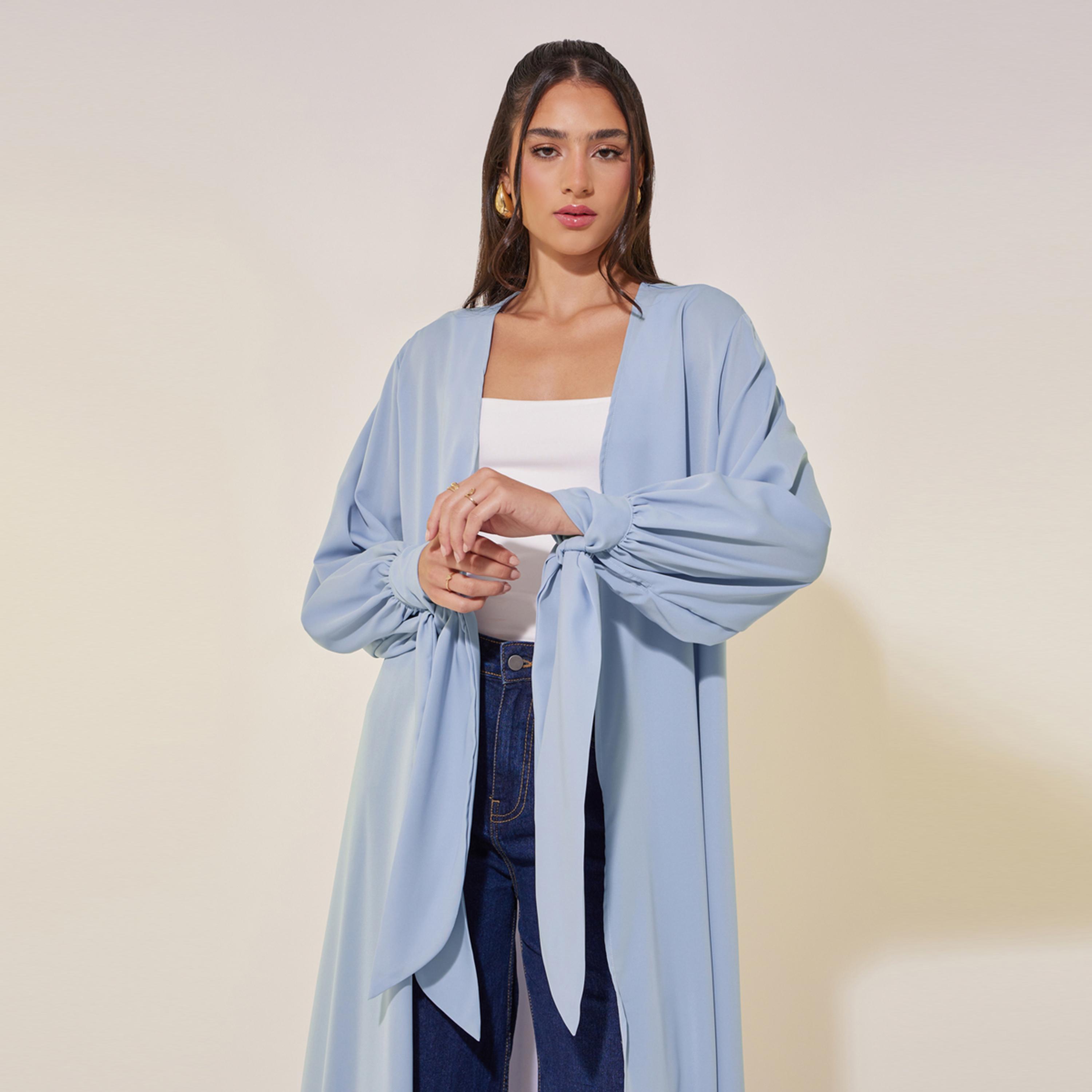 Take Two Solid Tie-Up Cuff Sleeve Maxi Kimono-women-clothing-shirtsandblouses-shirts-image-3