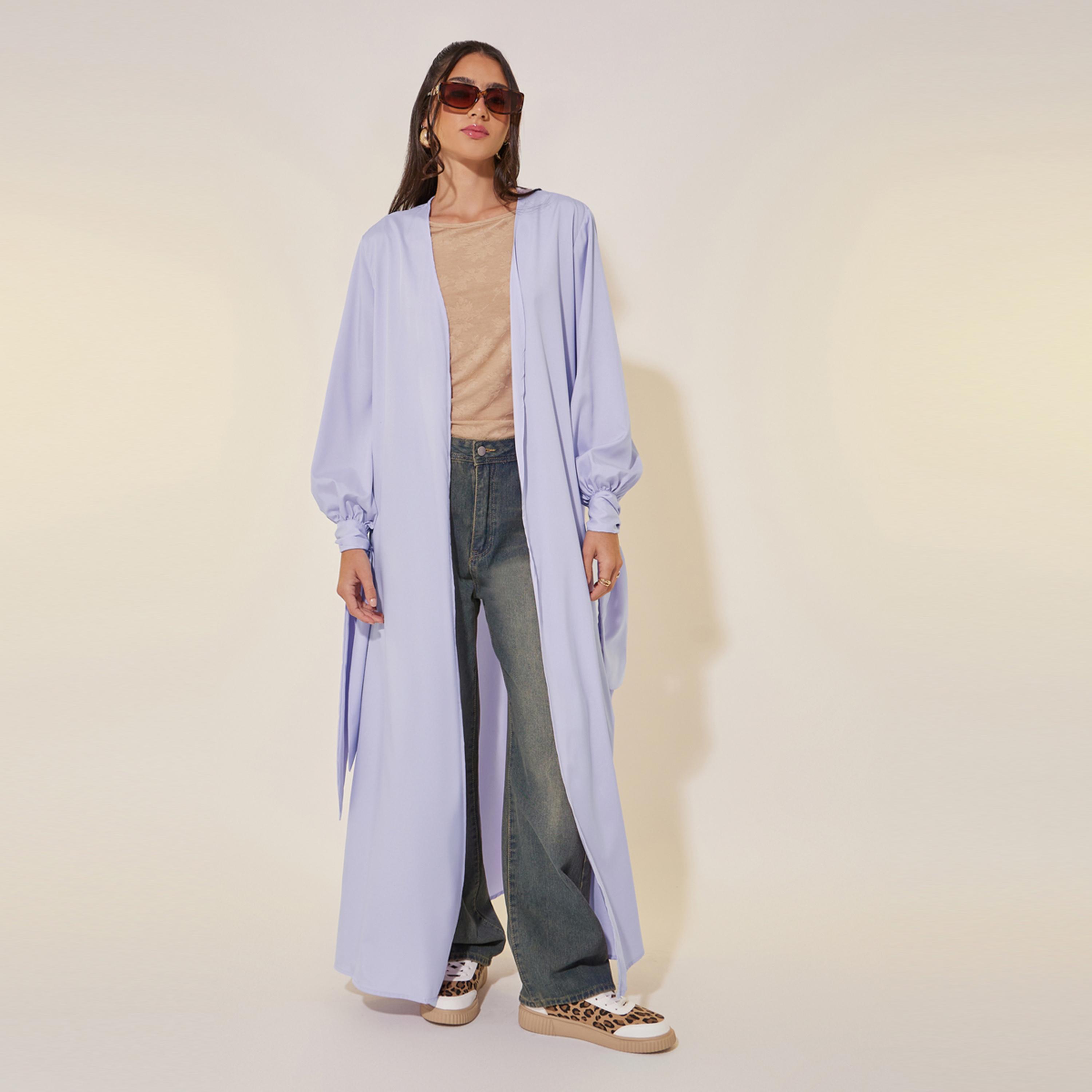 Take Two Solid Tie-Up Cuff Sleeve Maxi Kimono-women-clothing-shirtsandblouses-shirts-image-2