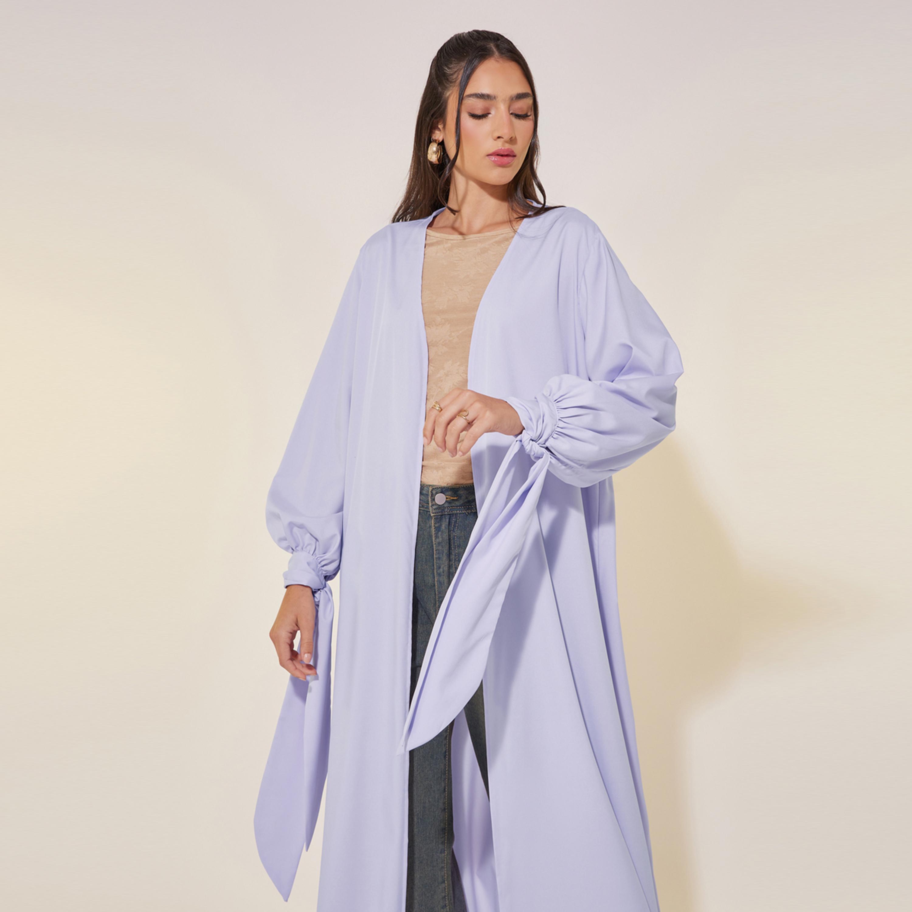 Take Two Solid Tie-Up Cuff Sleeve Maxi Kimono-women-clothing-shirtsandblouses-shirts-image-3