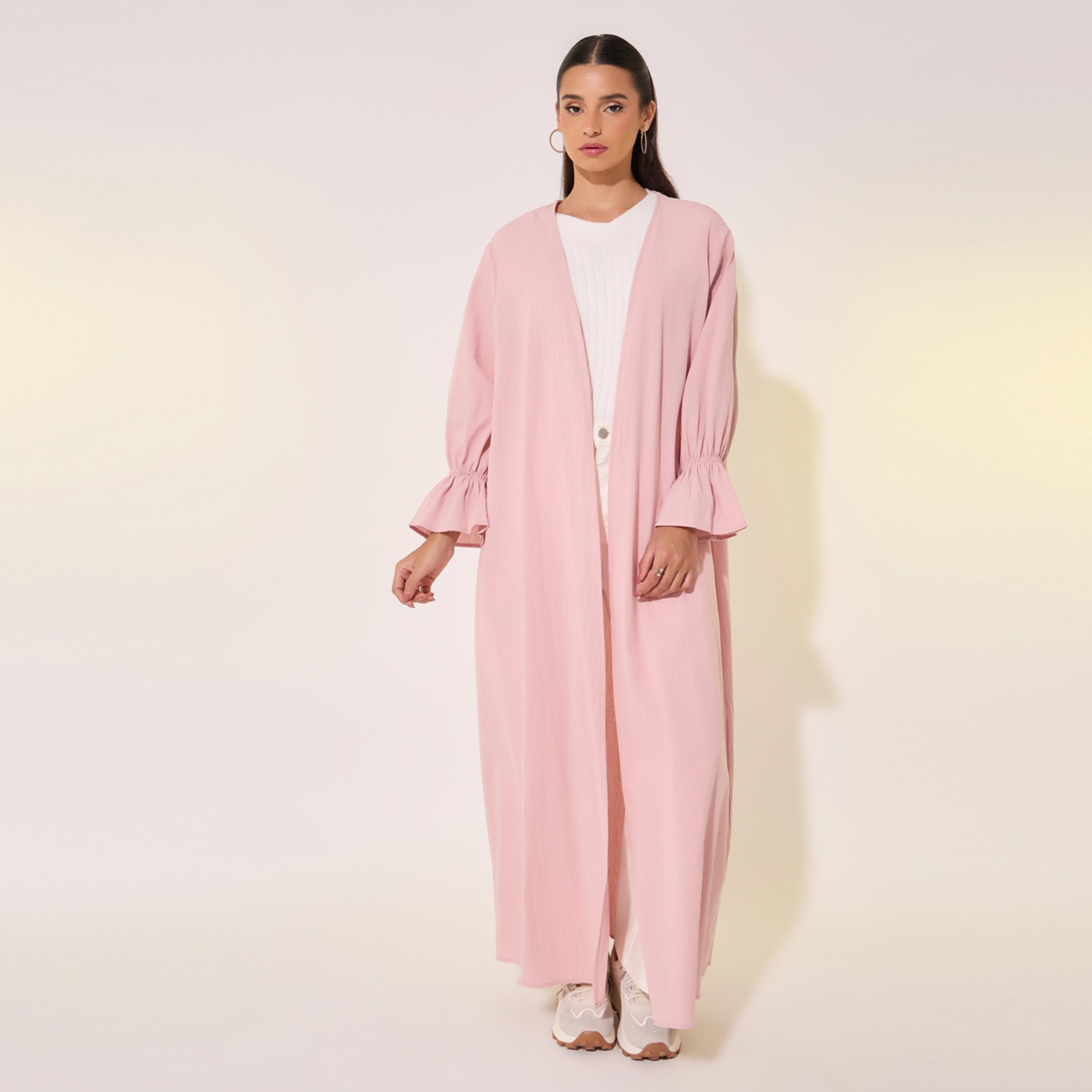 Take Two Solid Flounce Sleeve Cuff Maxi Kimono-women-clothing-shirtsandblouses-shirts-image-1