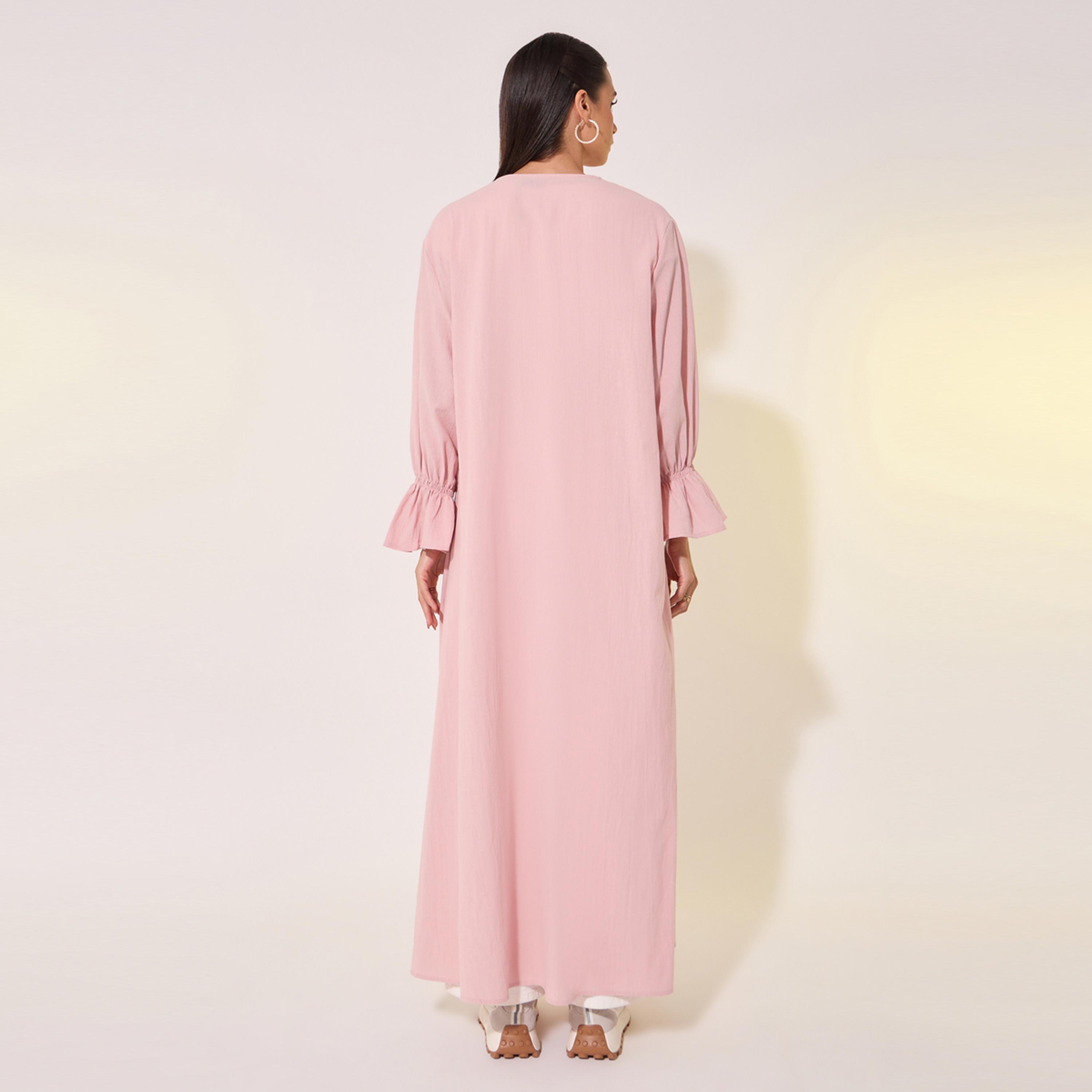 كيمونو طويل بأكمام مُكبلة سادة-women-clothing-shirtsandblouses-shirts-image-1