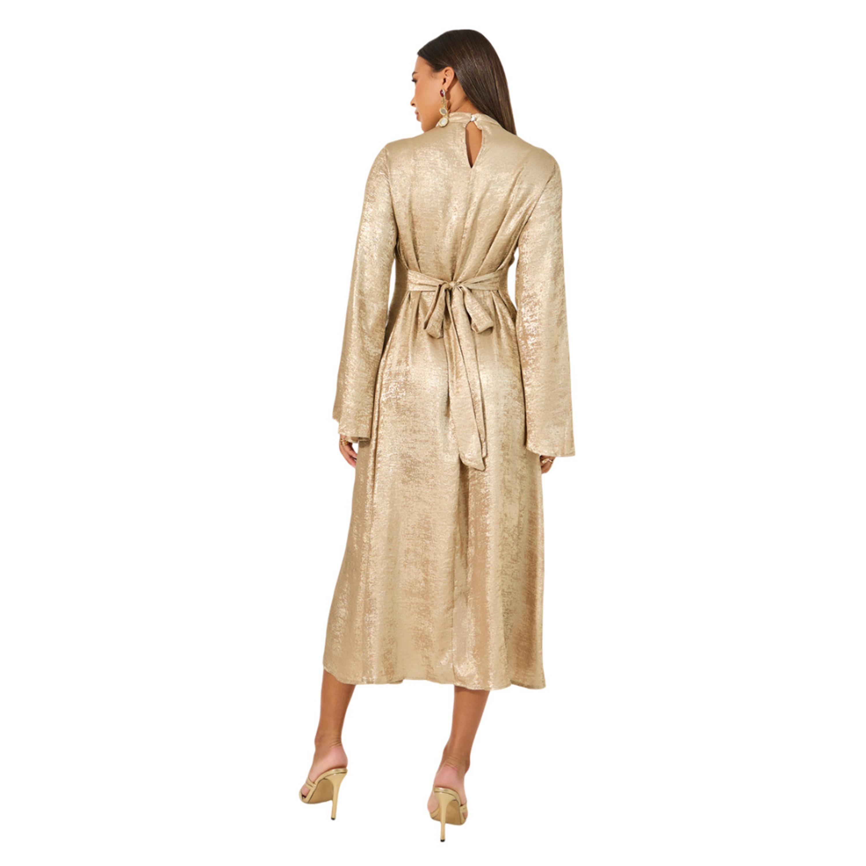 Styli Shimmer Bell Sleeves A-Line Midi Dress-women-clothing-dresses-image-5