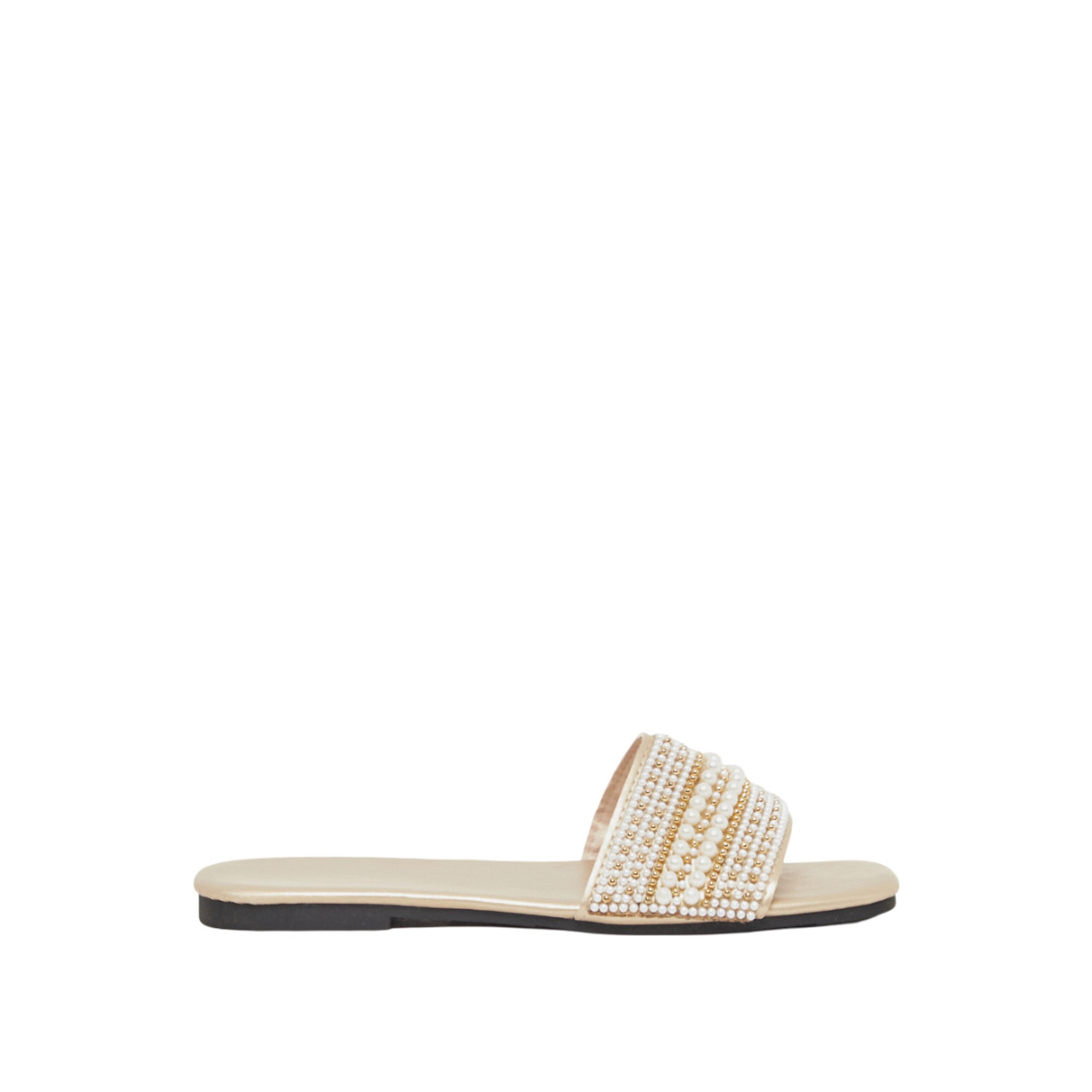 Take Two Embellished Pearl Flat Sandals-women-shoes-flipflopsandslides-image-1