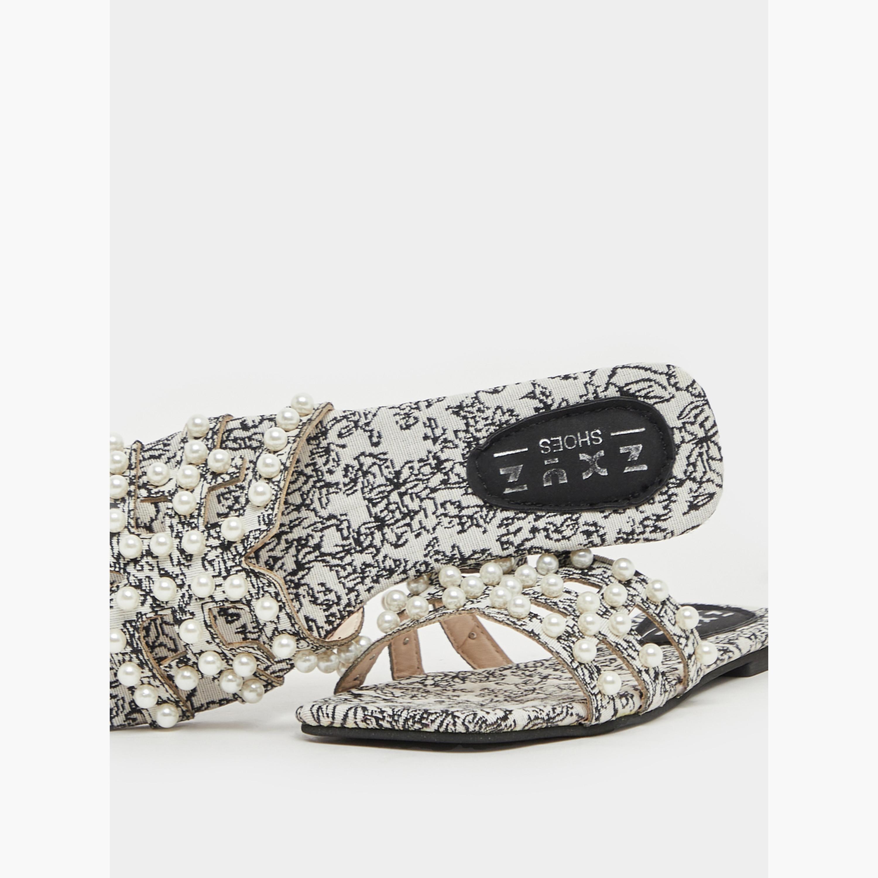 صندل مطبع منمق بلؤلؤ صناعي-women-shoes-sandals-flats-image-3