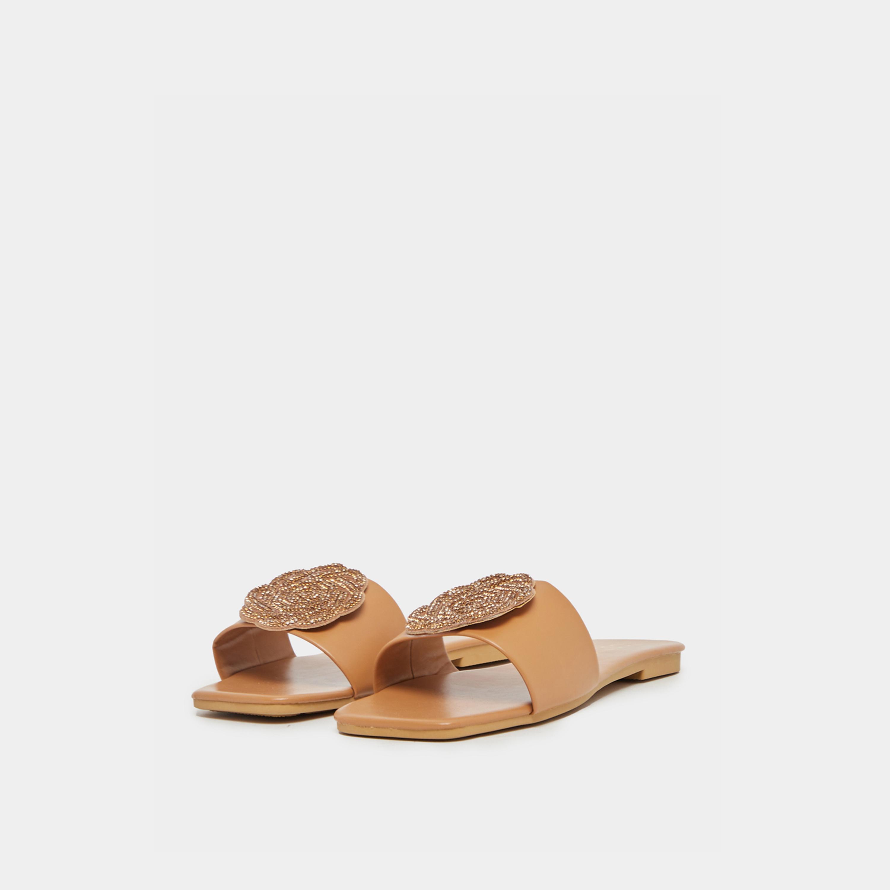 Take Two Embellished Flower Strap Flat Sandals-women-shoes-sandals-flats-image-2