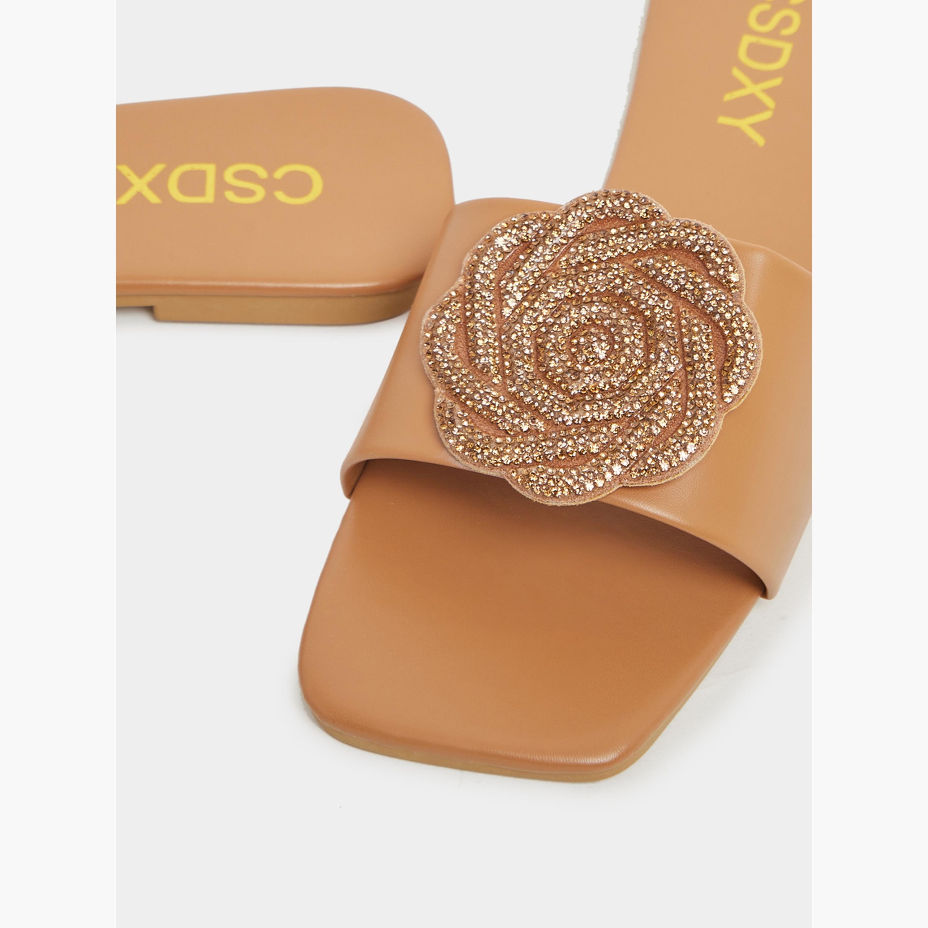 Take Two Embellished Flower Strap Flat Sandals-women-shoes-sandals-flats-image-3