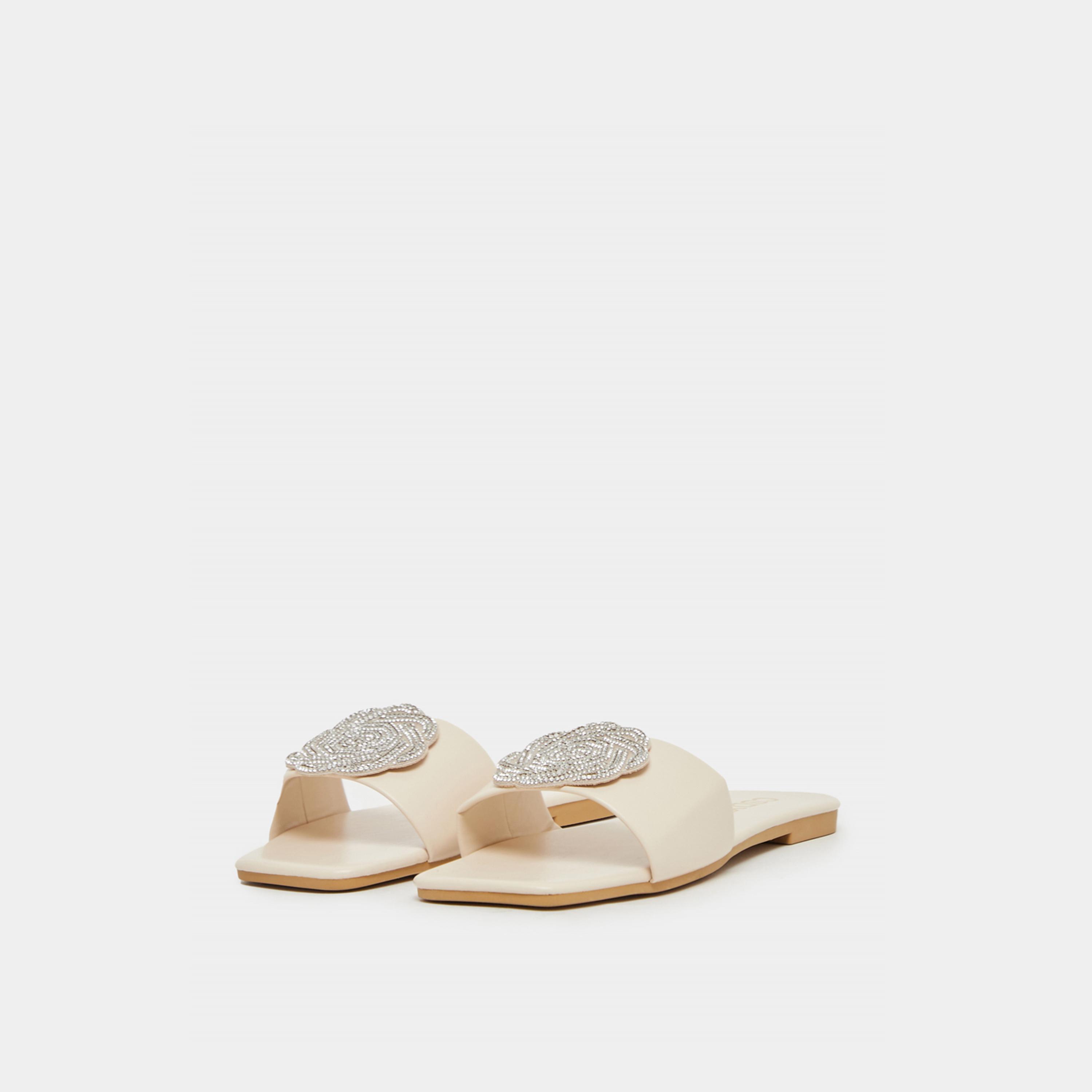 Take Two Embellished Flower Strap Flat Sandals-women-shoes-flipflopsandslides-image-2