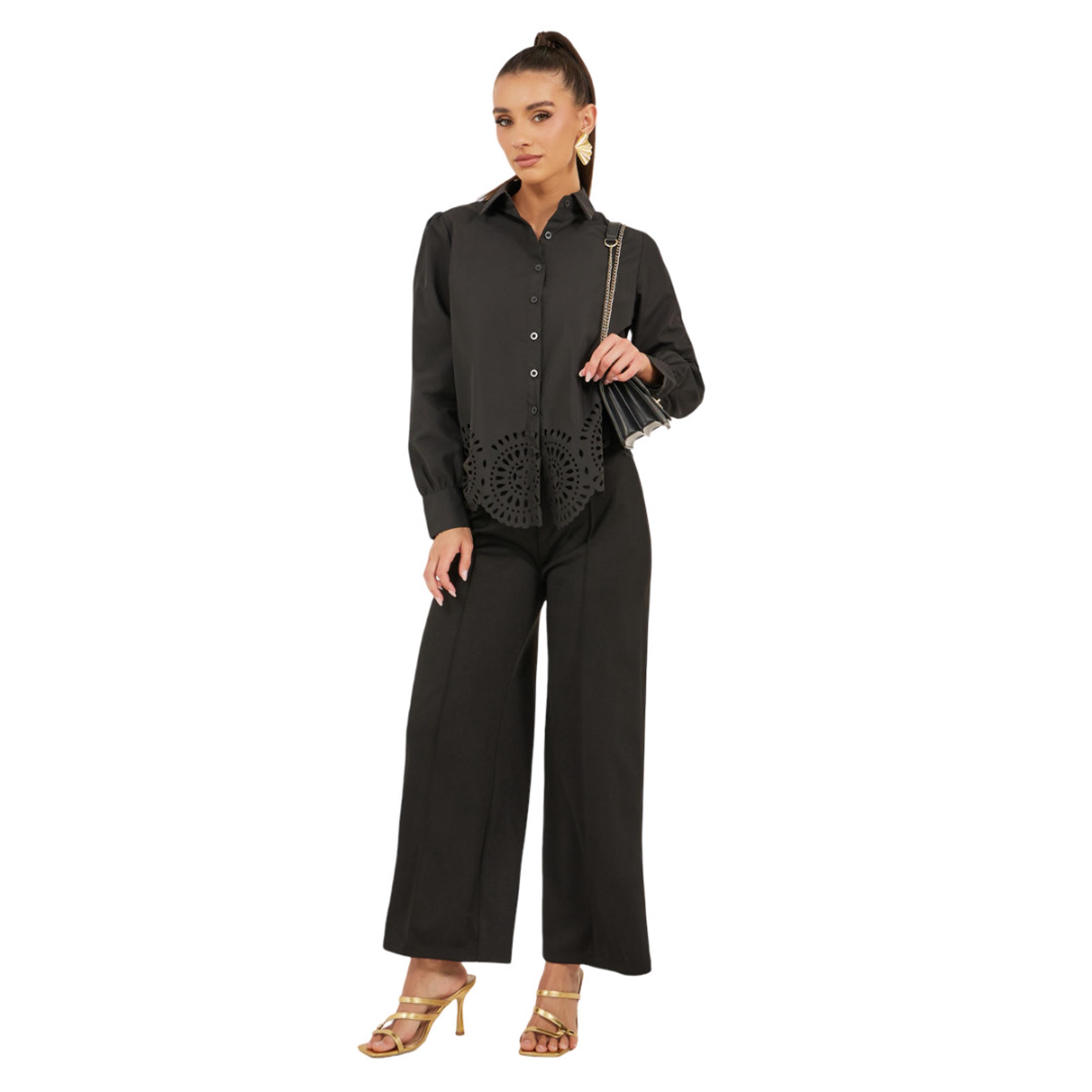 Styli Schiffli Hem Regular Fit Spread Collar Shirt-women-clothing-shirtsandblouses-shirts-image-2