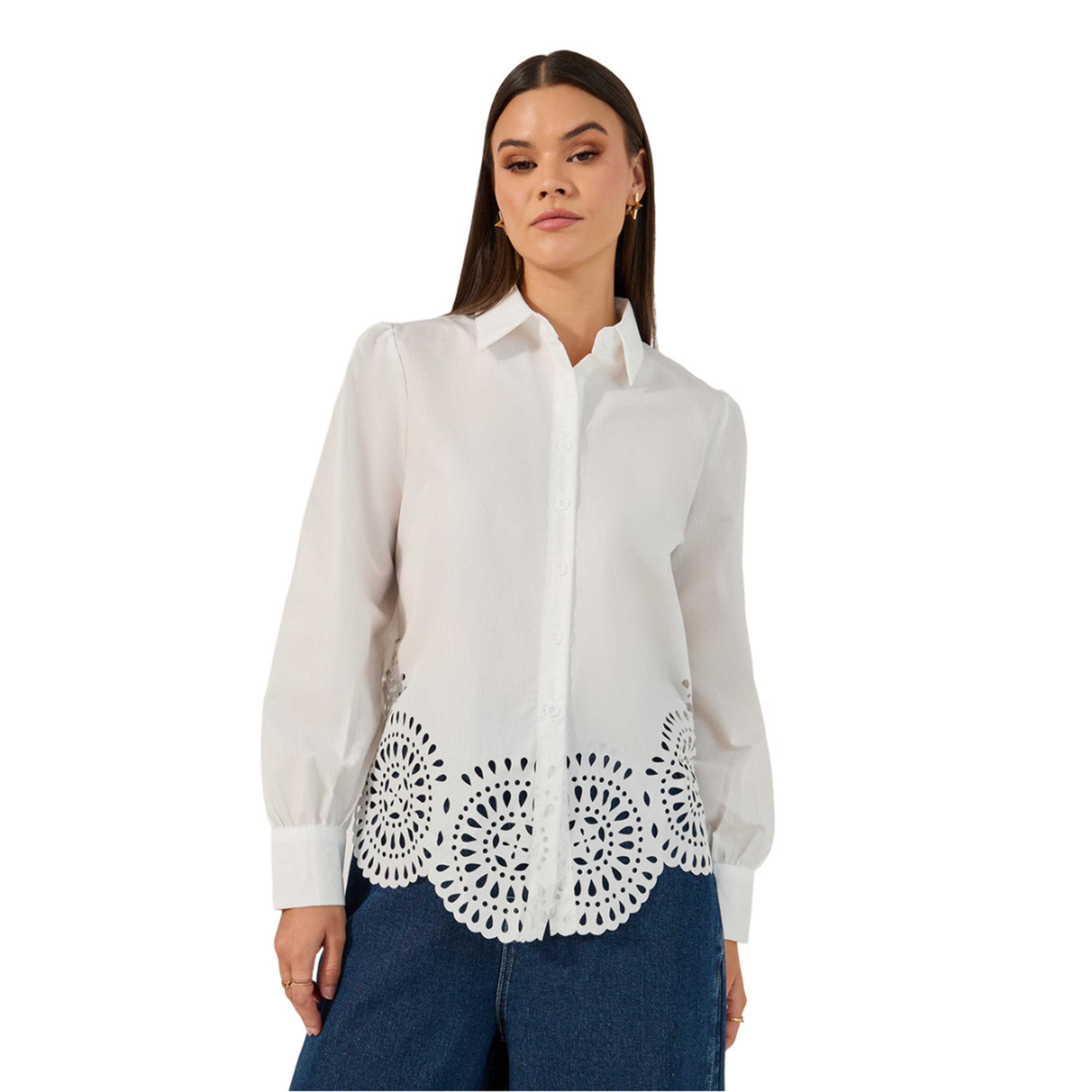 ستايلي- قميص سادة بأكمام طويلة ومقطع بالليزر-women-clothing-shirtsandblouses-shirts-image-4