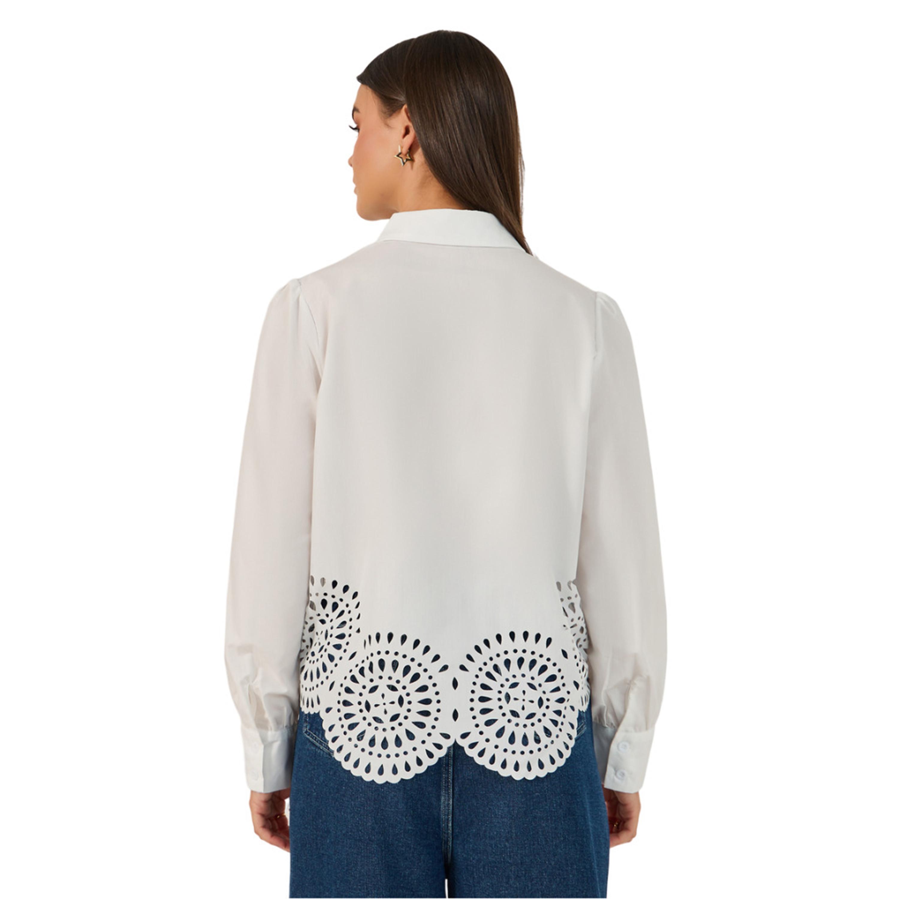 ستايلي- قميص سادة بأكمام طويلة ومقطع بالليزر-women-clothing-shirtsandblouses-shirts-image-1