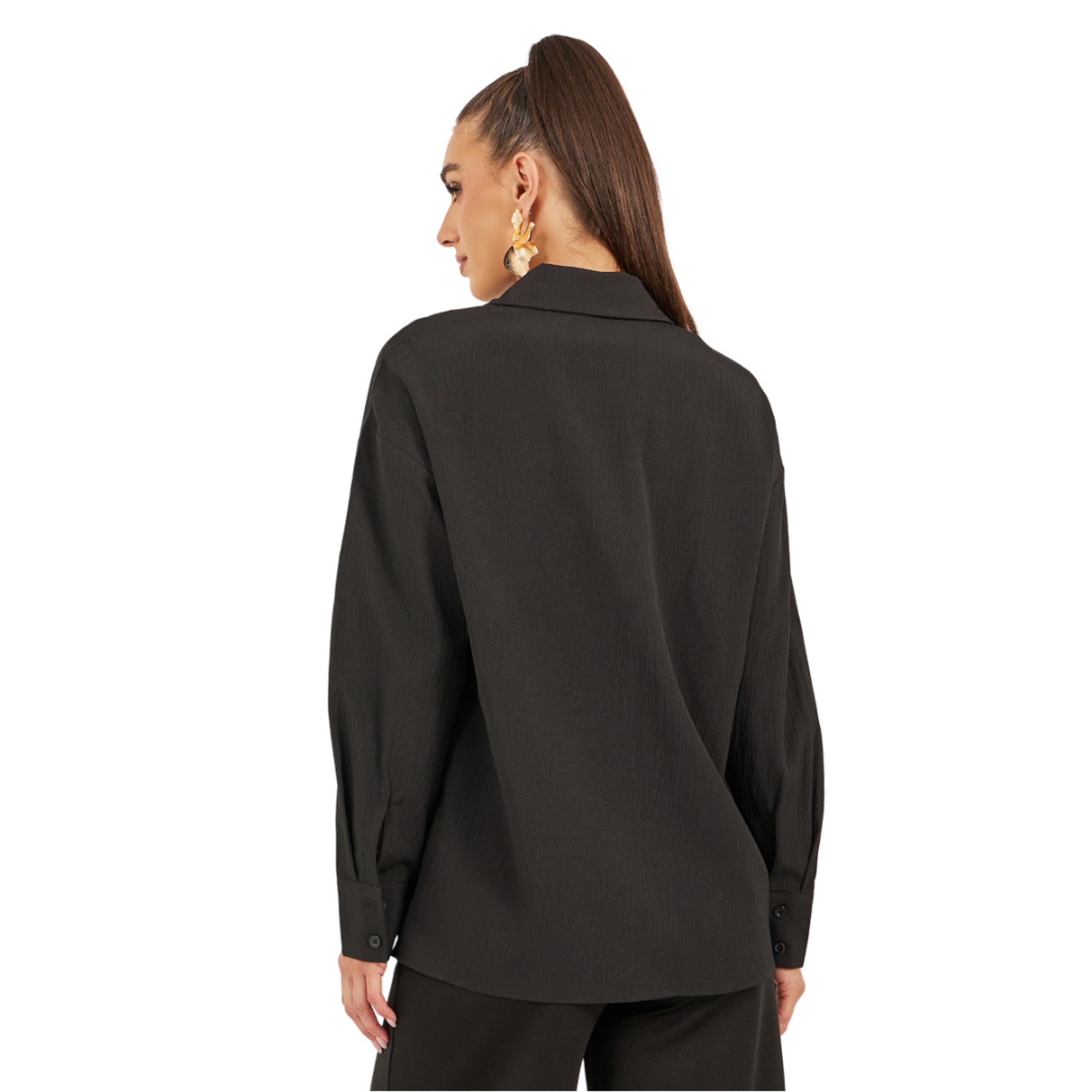 ستايلي -  قميص مقاس كبيربأكمام طويلة ومحكم-women-clothing-shirtsandblouses-shirts-image-5