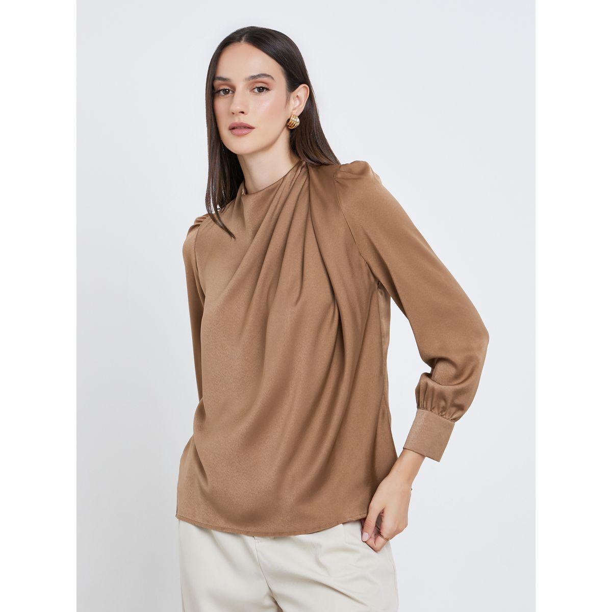 Styli Satin Puff Sleeve Pleated Detail Blouse-women-clothing-shirtsandblouses-blouses-image-3
