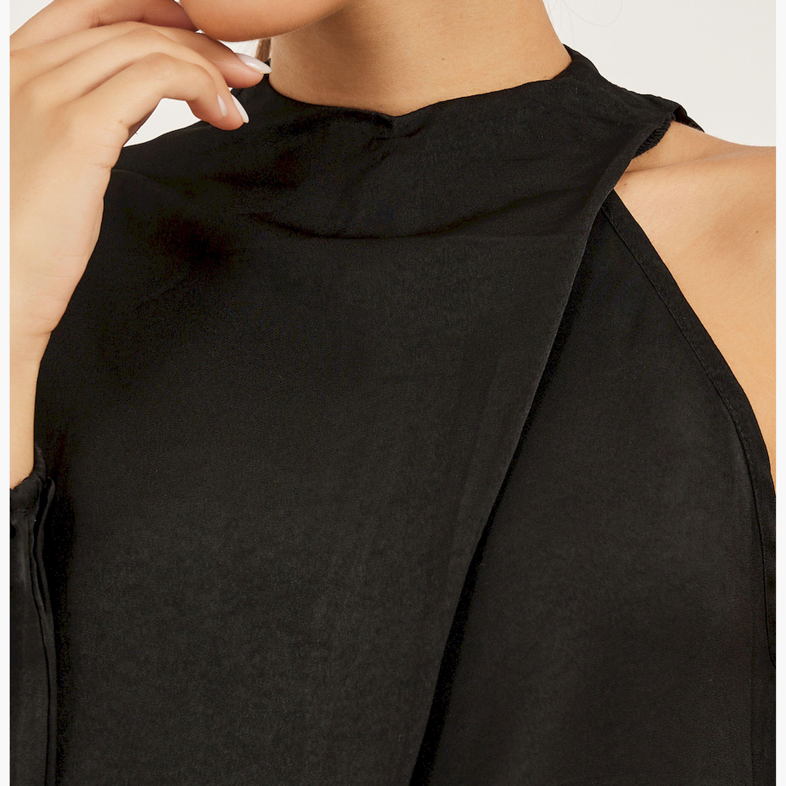 ستايلي - بلوزة سادة بياقة عالية وأكمام منفوخة-women-clothing-shirtsandblouses-blouses-image-4