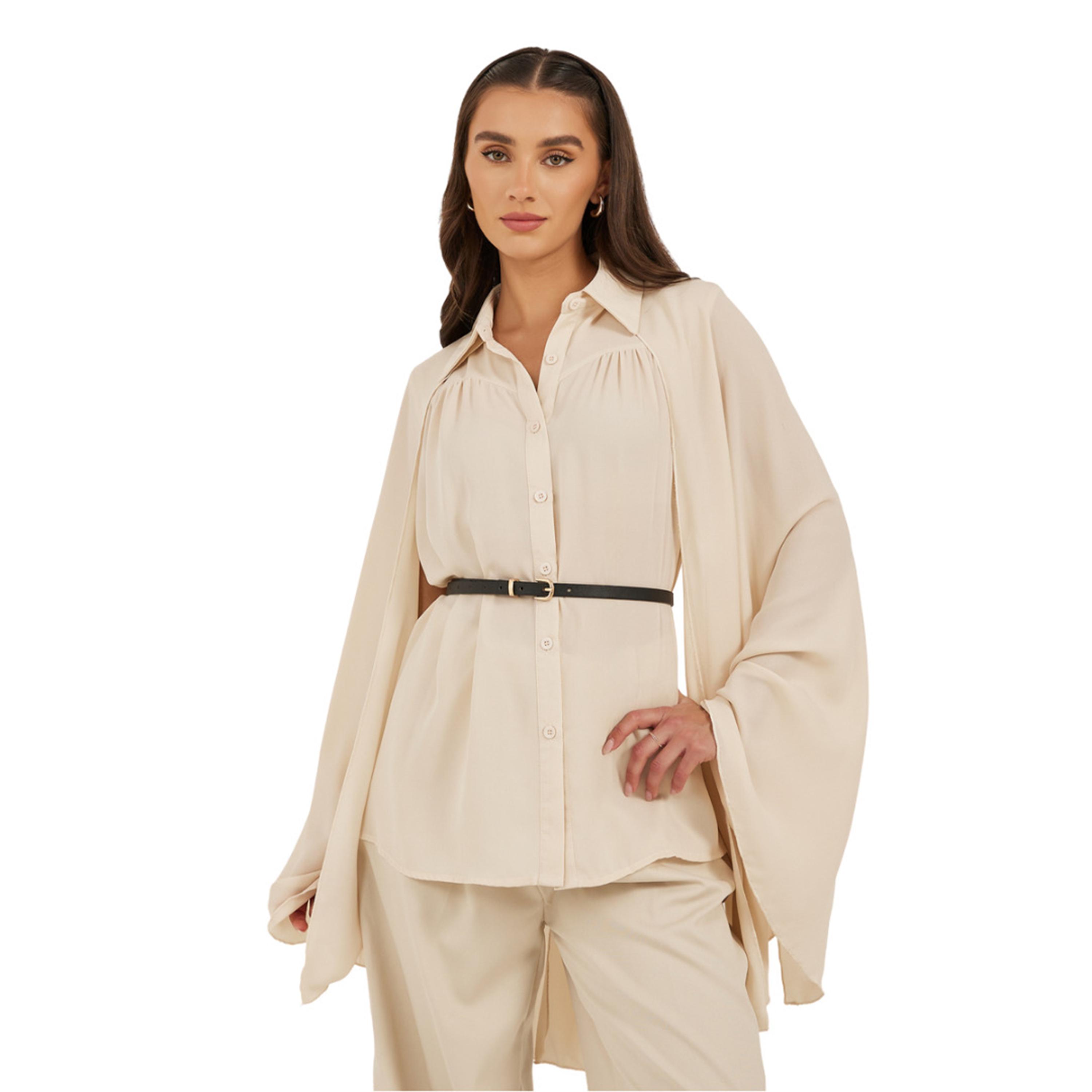 Styli Plain Belted Cape Sleeves Blouse-women-clothing-shirtsandblouses-blouses-image-2