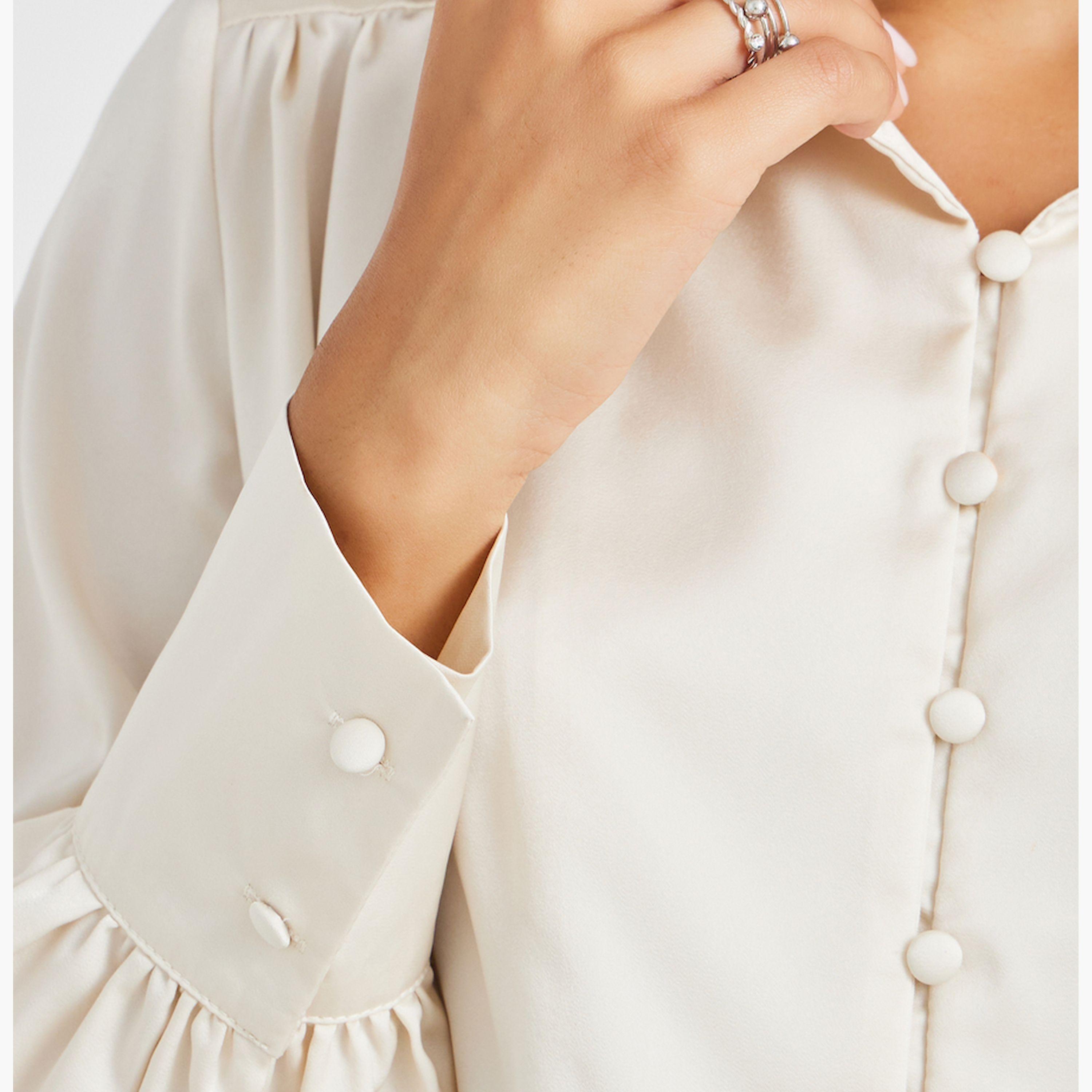 ستايلي - بلوزة ساتان بأكمام منفوخة وأزرار-women-clothing-shirtsandblouses-blouses-image-4