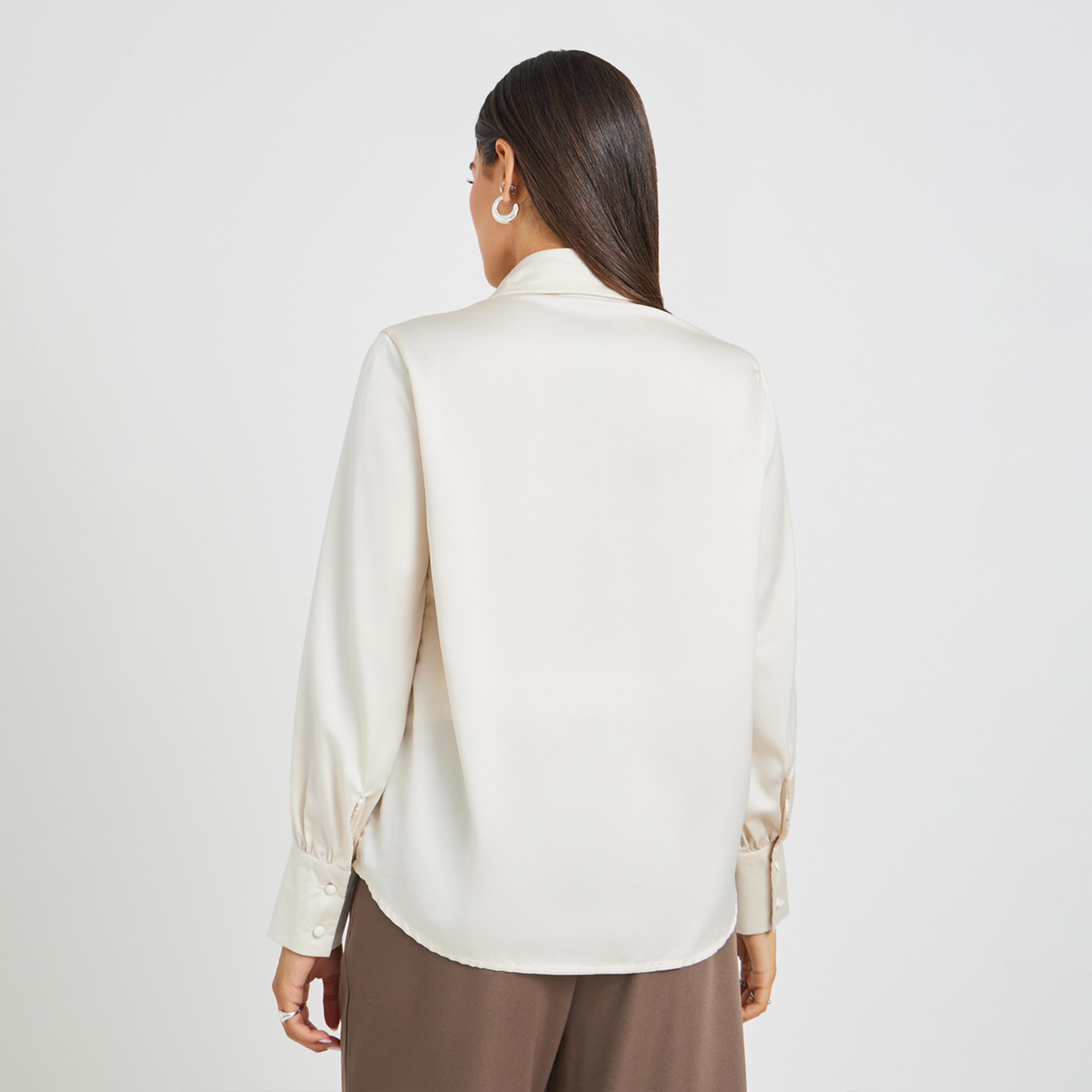 Styli Satin Balloon Sleeve Button-Down Blouse-women-clothing-shirtsandblouses-blouses-image-5