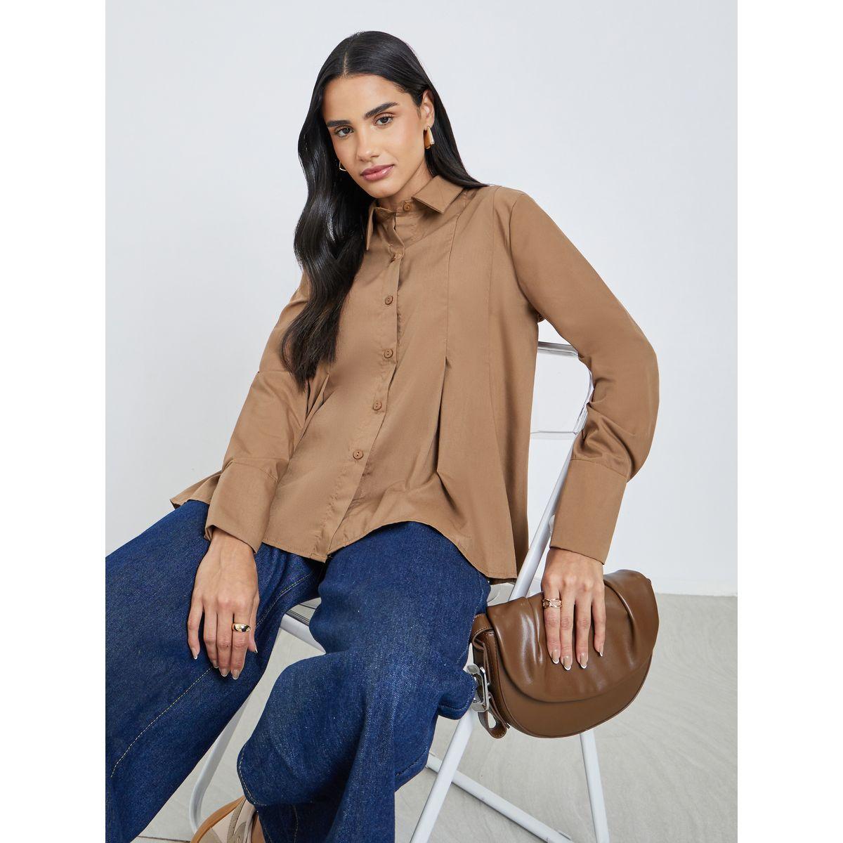 بلوزة واسعة بكسرات مع أكمام طويلة-women-clothing-shirtsandblouses-shirts-image-1