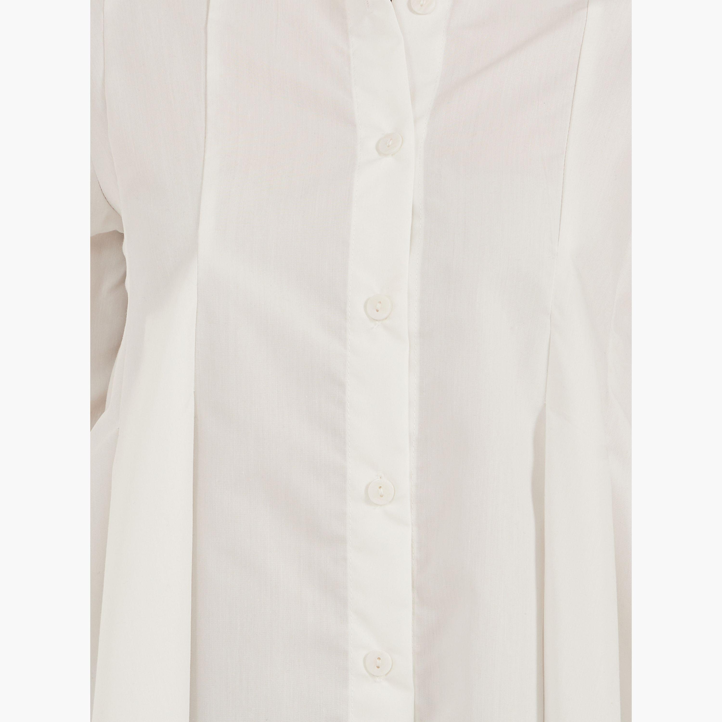Styli Solid Long Sleeve Pleated Poplin Shirt-women-clothing-shirtsandblouses-shirts-image-4
