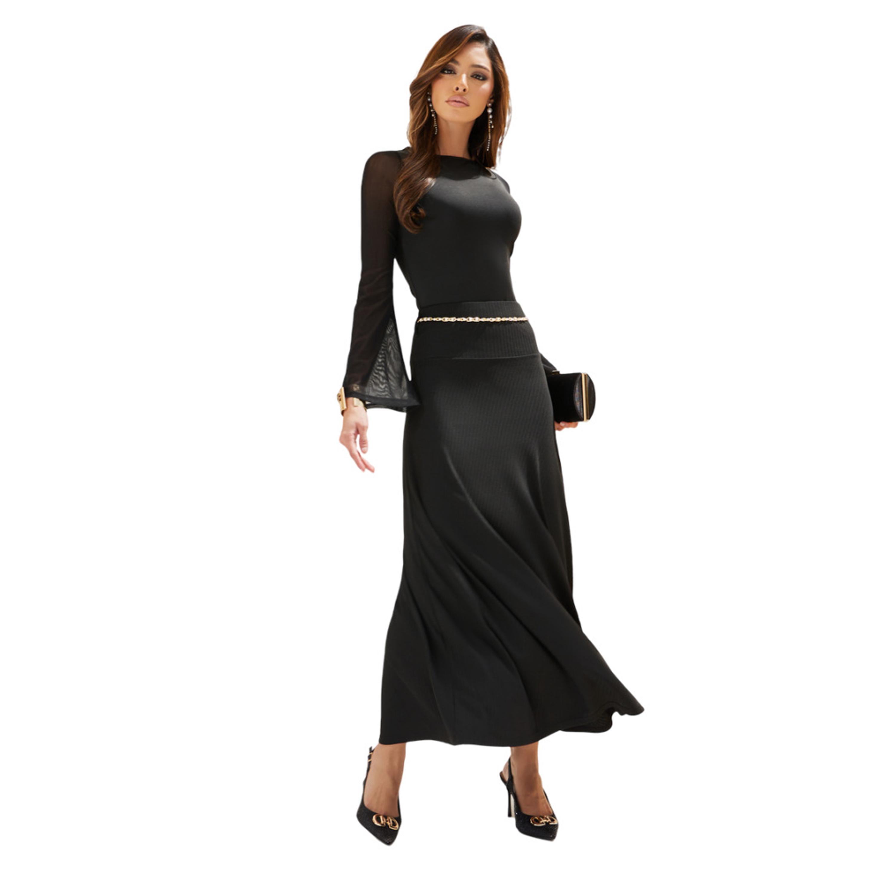 Styli Ribbed A-Line Maxi Skirt with Chain Detail-women-clothing-bottoms-skirts-image-2